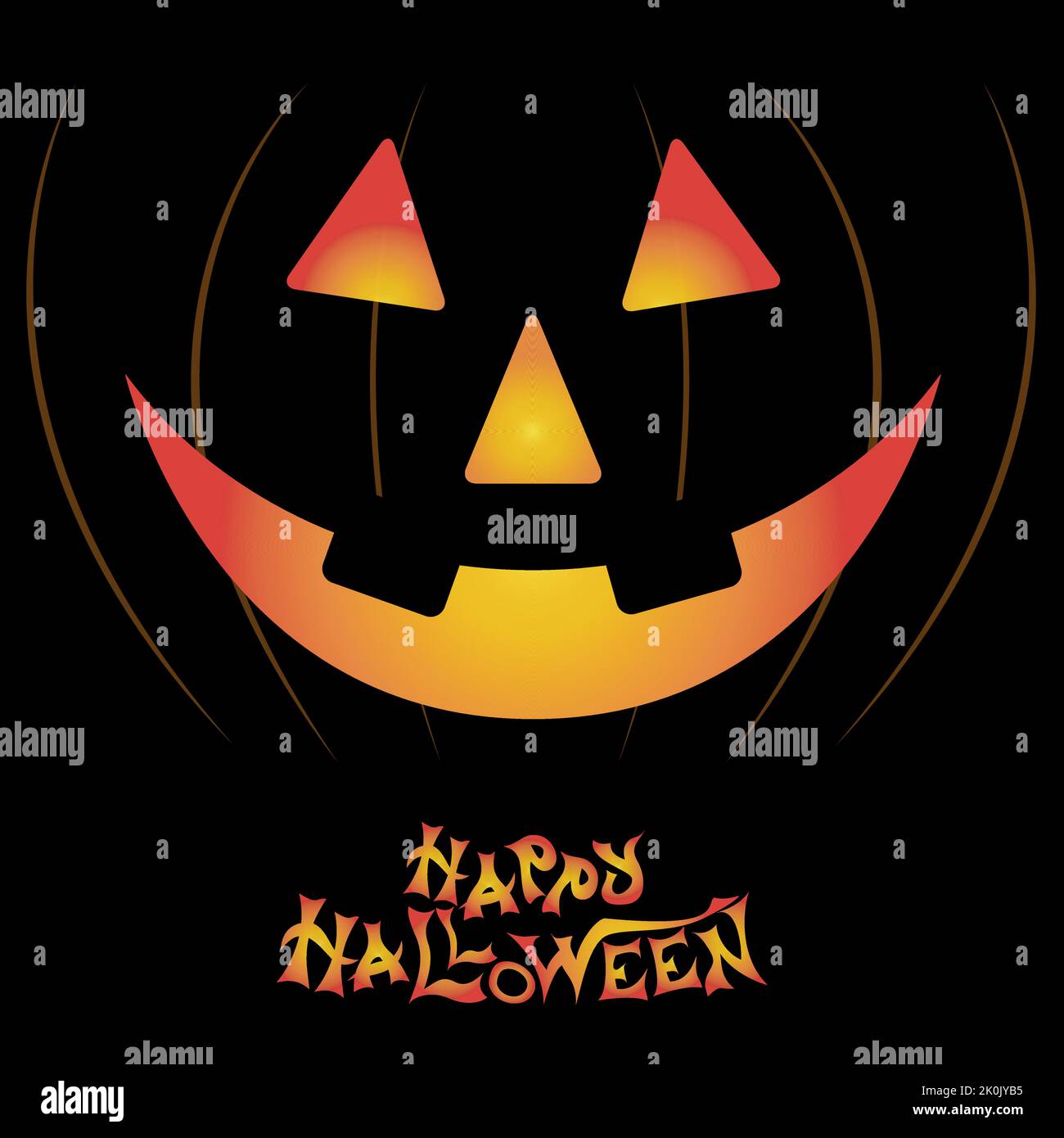 Spooky Halloween pumpkin on black background. Resource to congratulate on social networks the feast of the dead, witches and ghosts Stock Vector