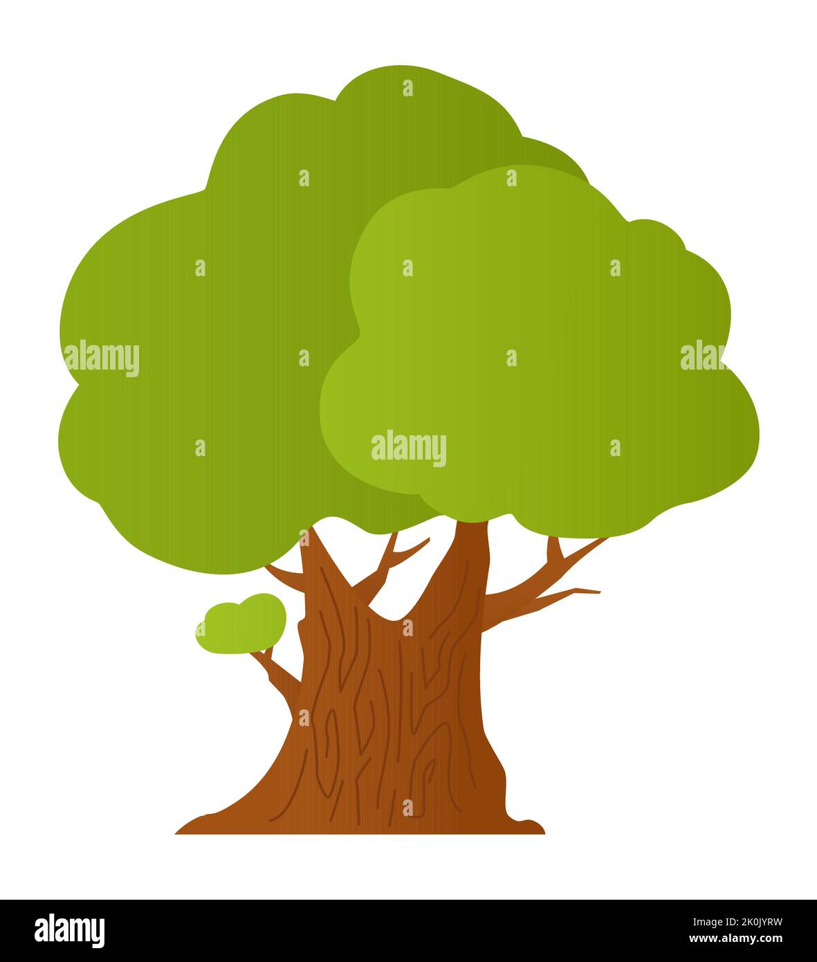 Deciduous tree modern flat design style single isolated image Stock
