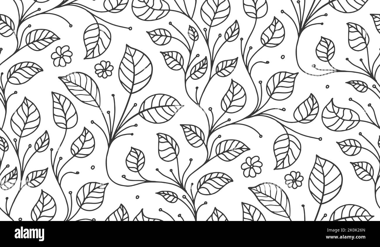 Leaf pattern vector background. Textile decor ornament. Seamless texture retro design. Print flower pattern. Stock Vector