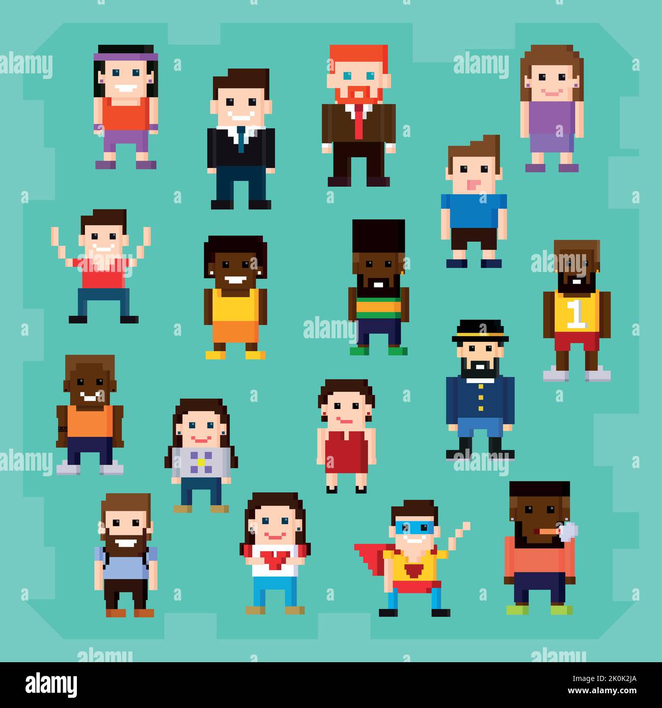 set people pixel 8 bit Stock Vector Image & Art - Alamy