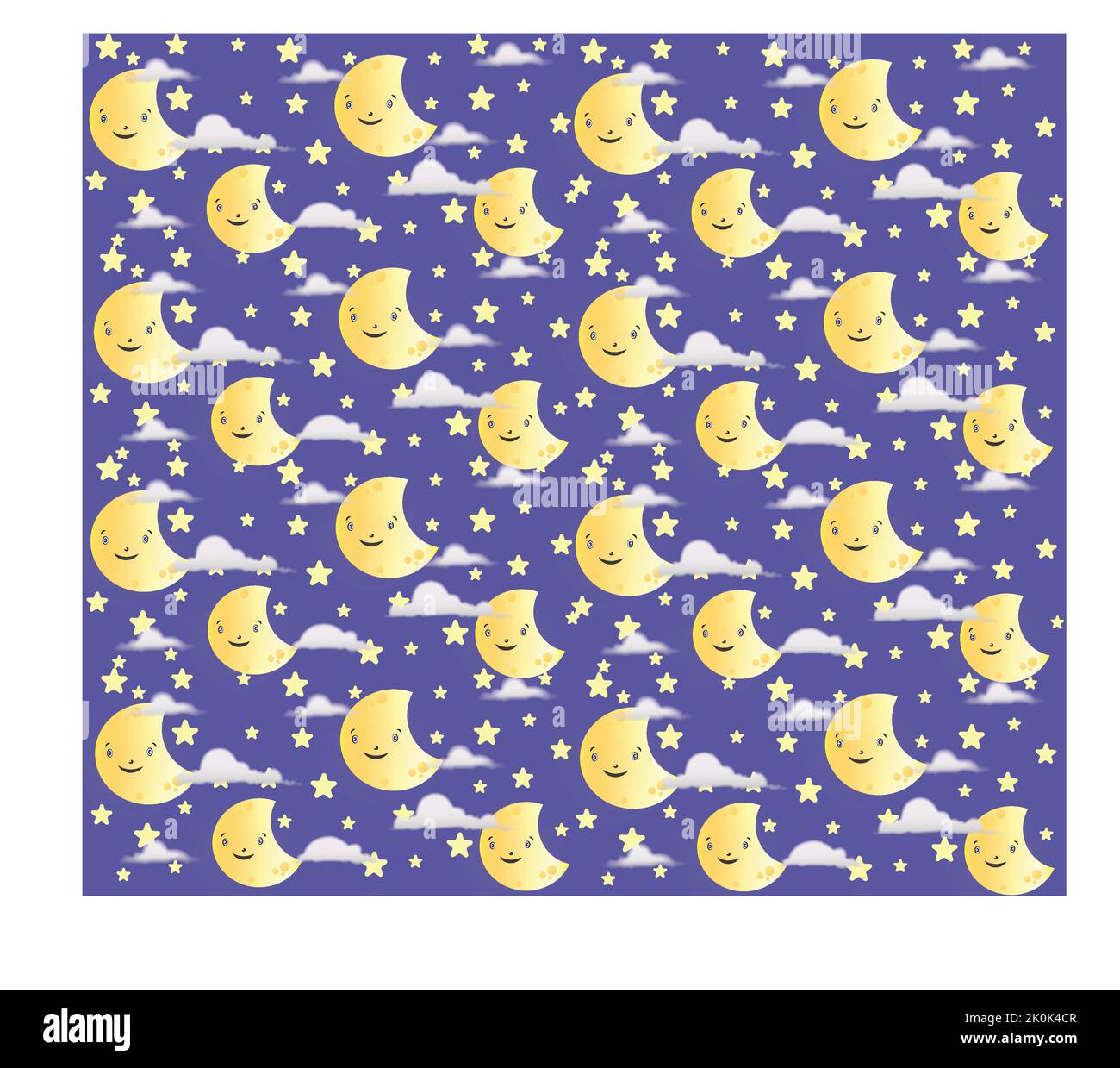 A vector background design with moons, stars, and clouds Stock Vector