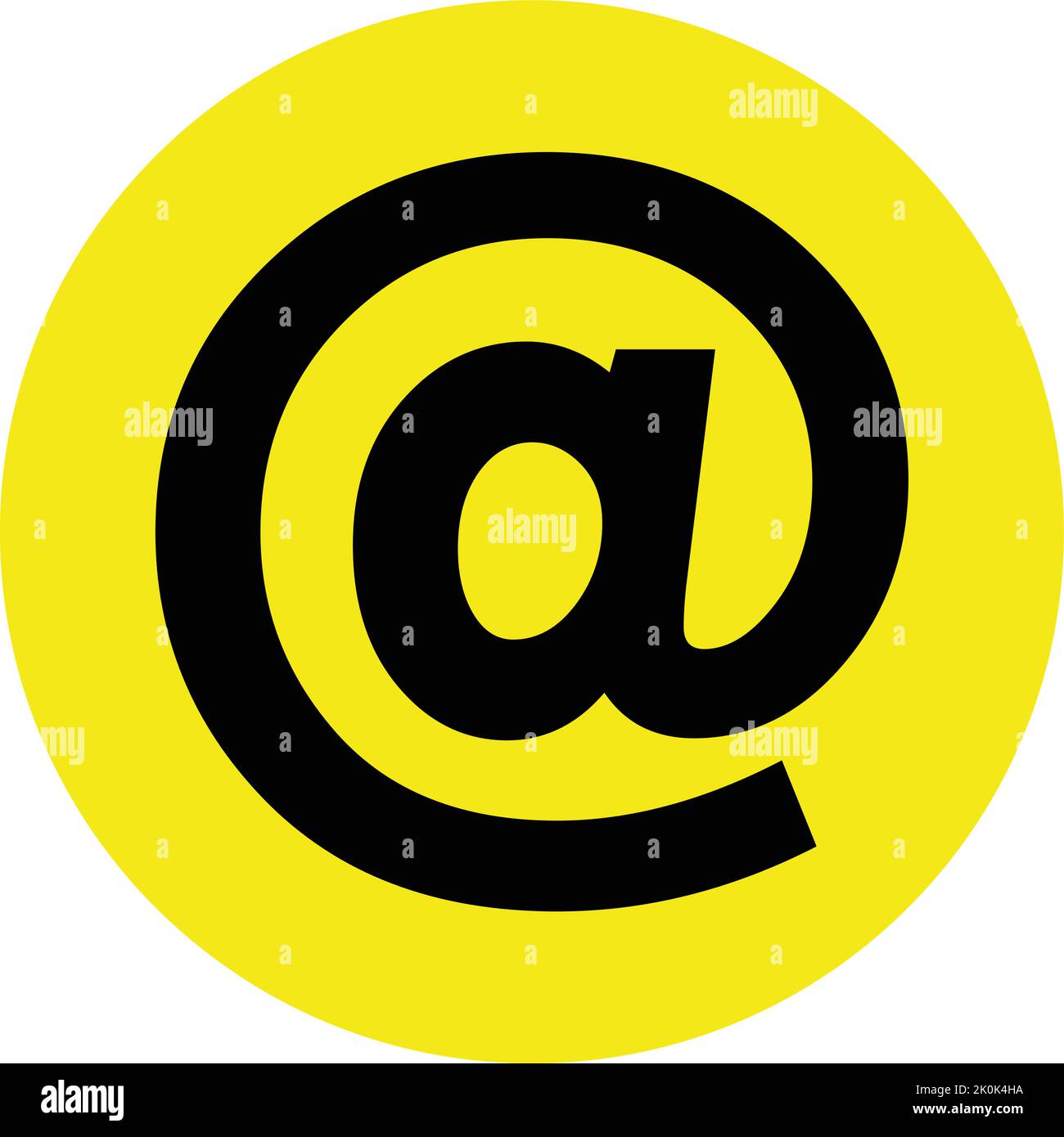 At Sign In A black e-mail symbol also known as the at sign in a yellow circle ...