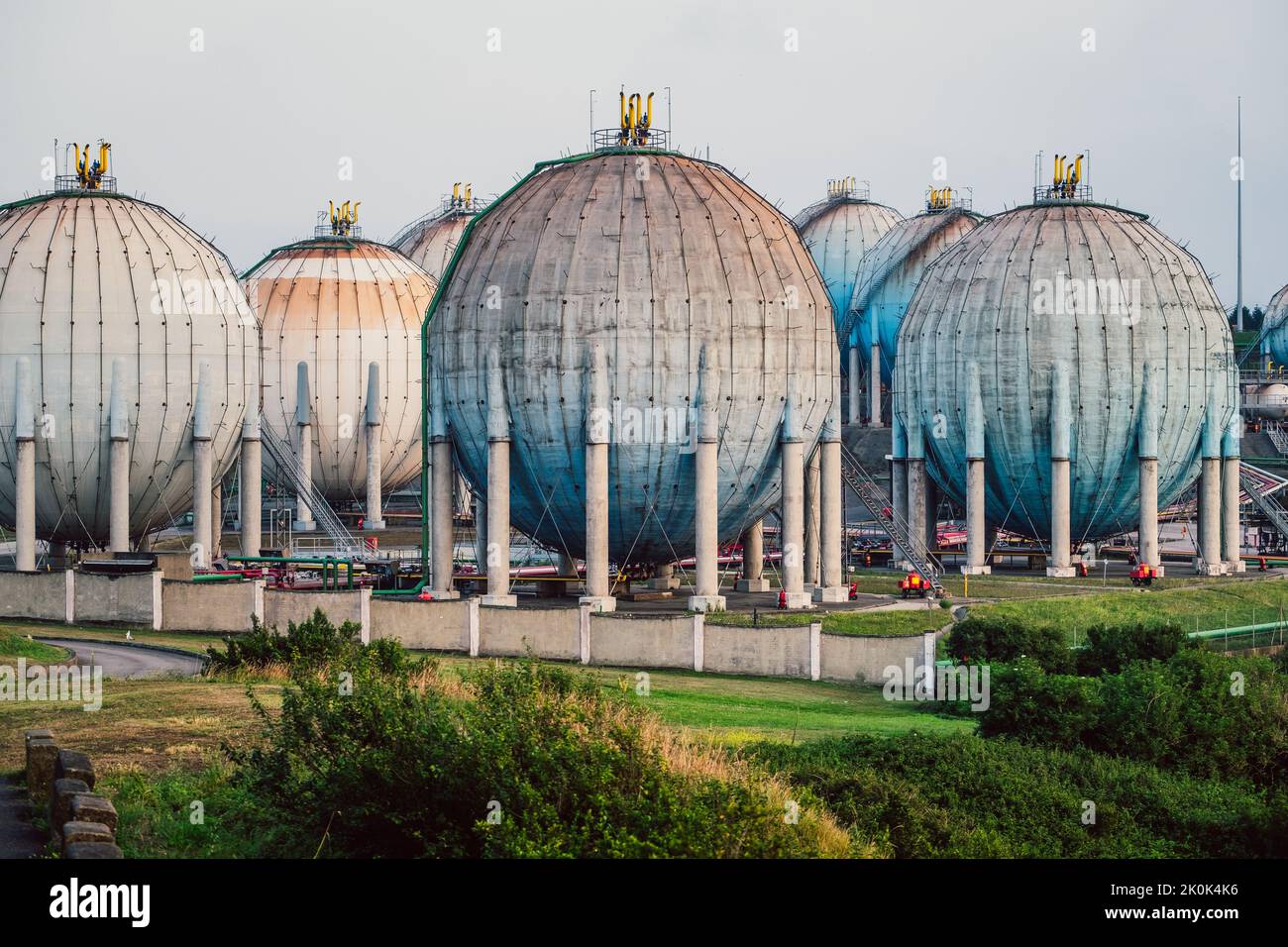 Multiple huge special fuel deposits for industrial gas at plant next to