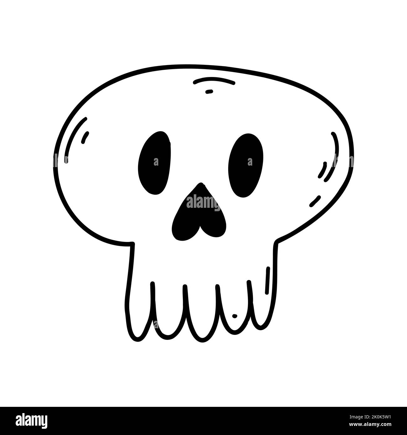 Hand drawn doodle skull. Halloween cartoon element, vector sketch ...