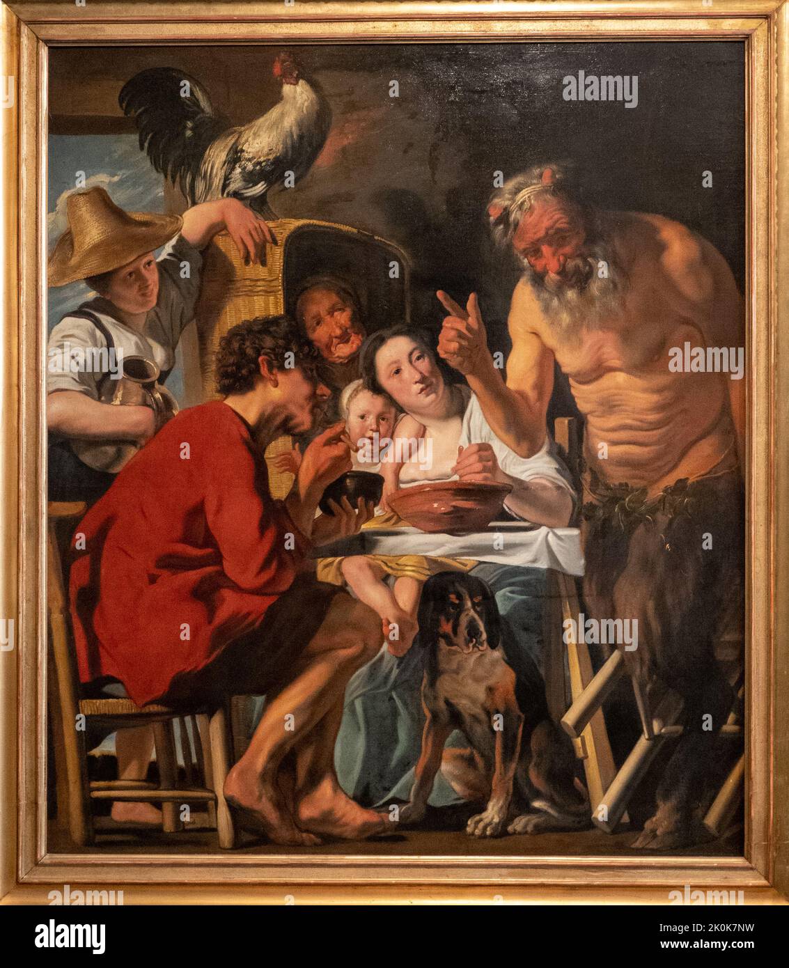 The Satyr and the Peasant by Jakob Jordaens, 1618-20 Stock Photo