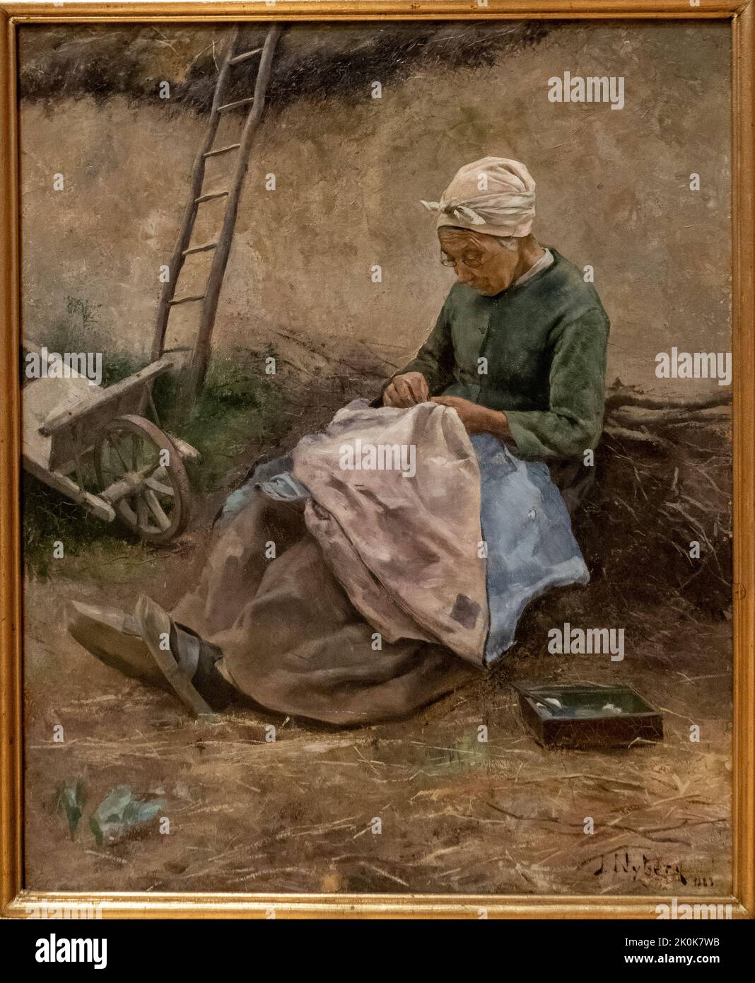 Old Woman from Grez by Ivar Nyberg, 1883 Stock Photo