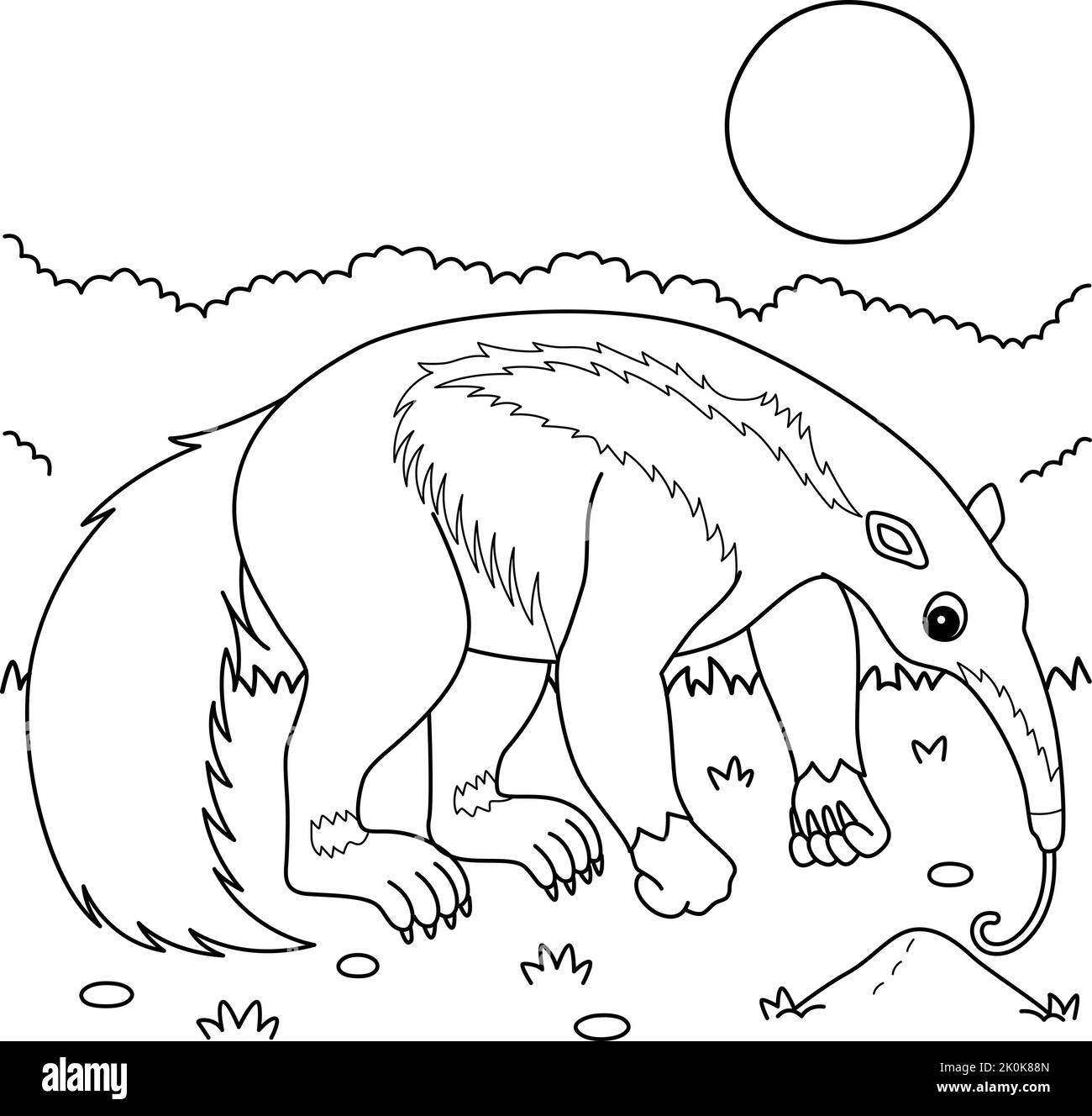 Giant Anteater Animal Coloring Page for Kids Stock Vector Image & Art