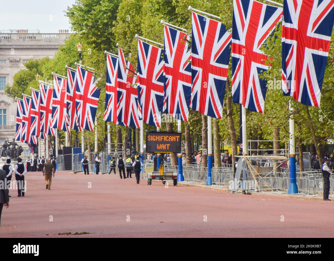 London, England, UK. 12th Sep, 2022. A sign in The Mall informs the