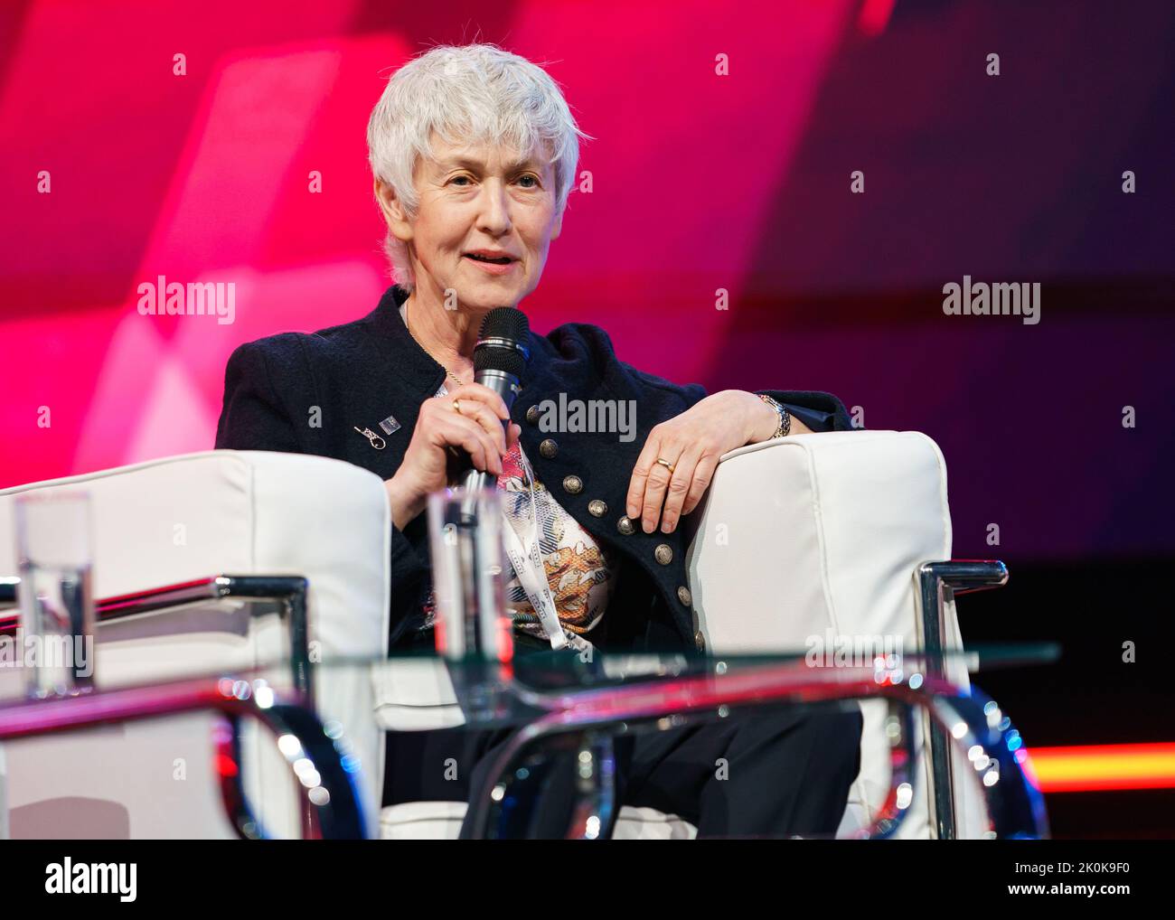 Zena Wooldridge OBE, President of World Squash during a Panel Discussion at The Forum during the Commonwealth Esports Championships at the Birmingham Stock Photo