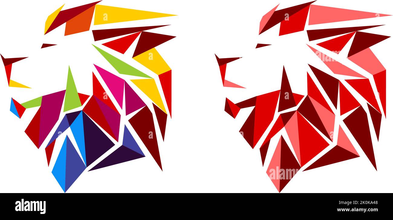 two lions head logo from crystal flakes Stock Vector