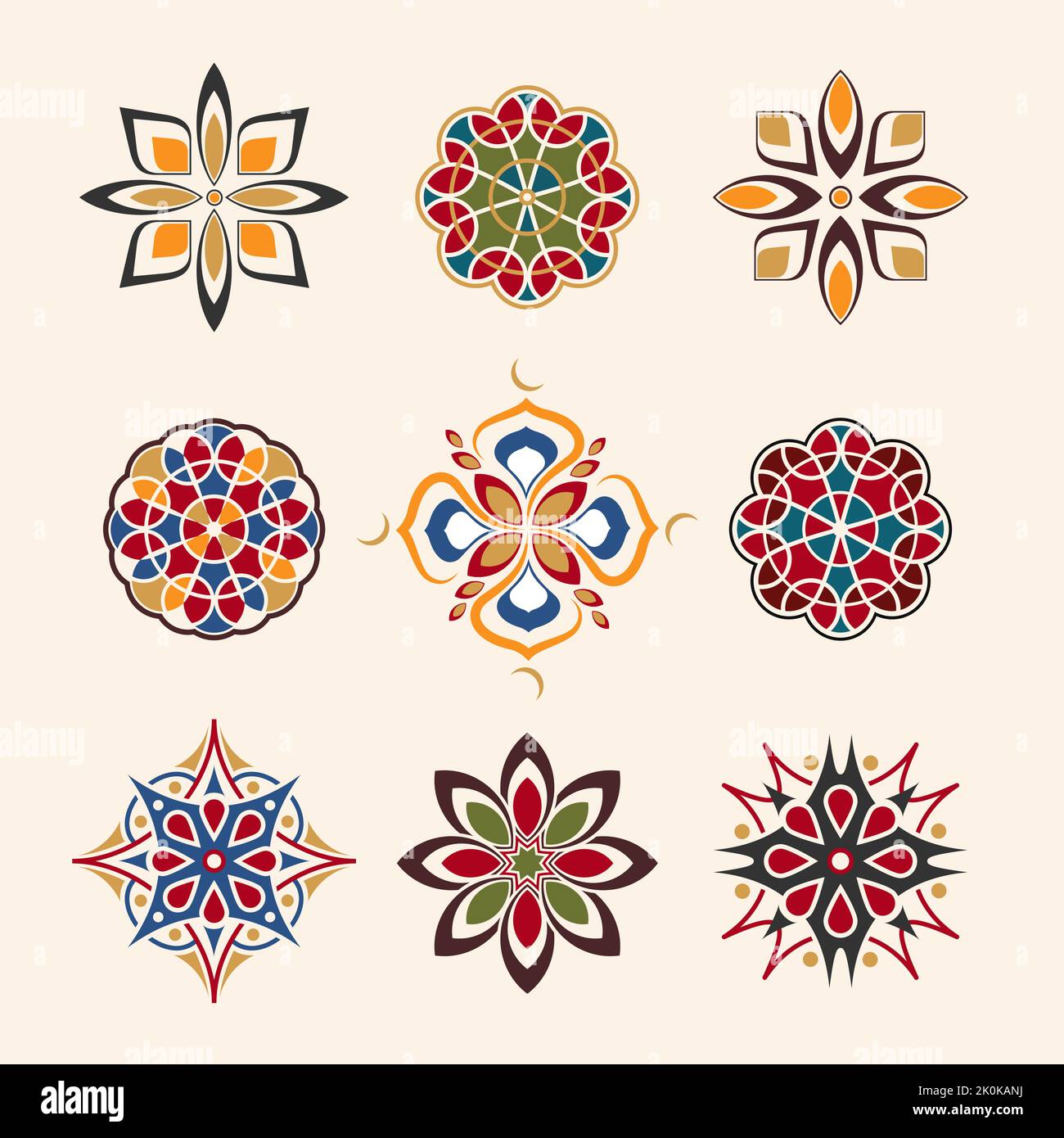 Set of geometric logo templates. Vector ornamental symbols in Arabic style Stock Vector