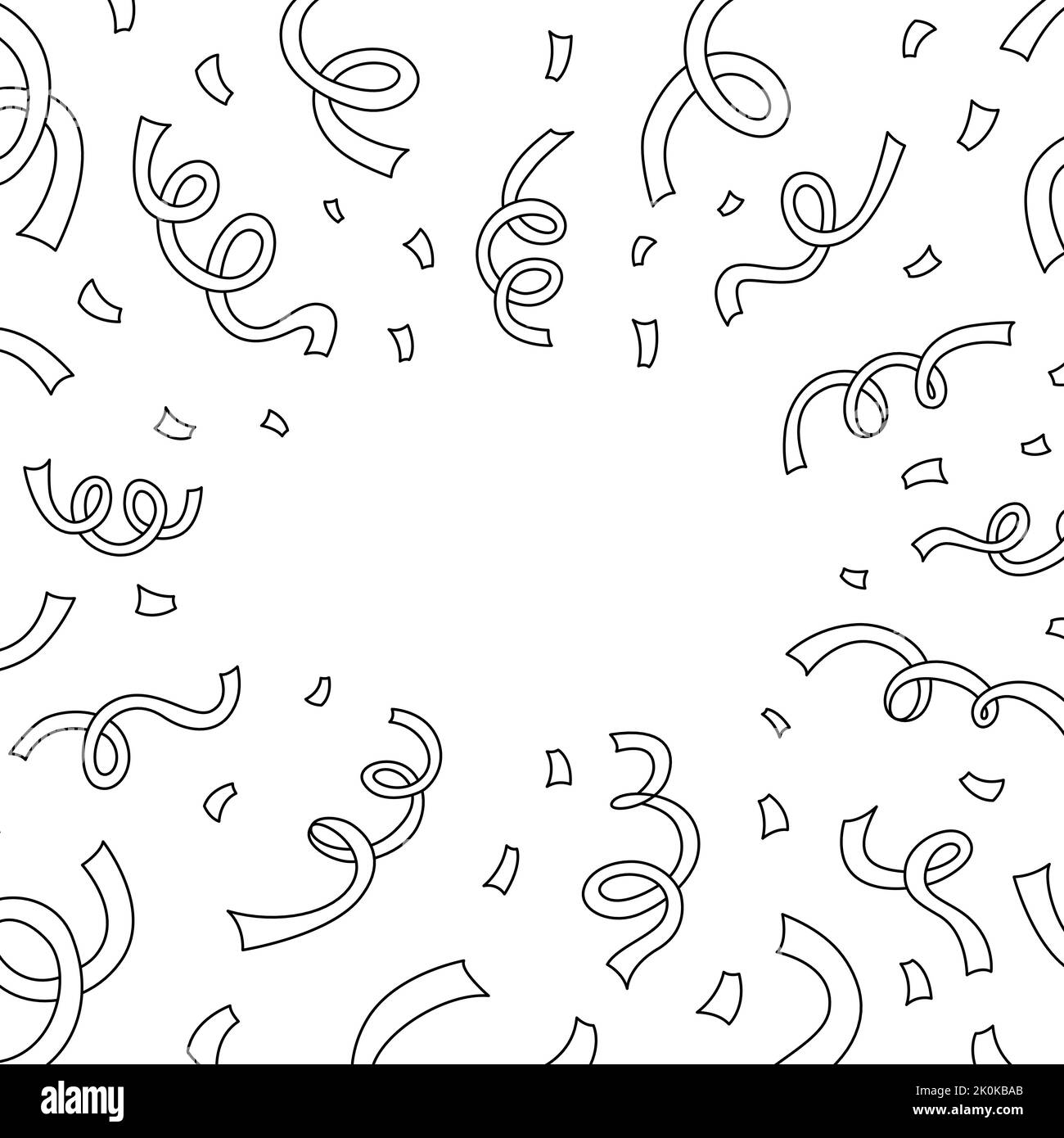 Confetti background with serpentine ribbons. Anniversary, celebration