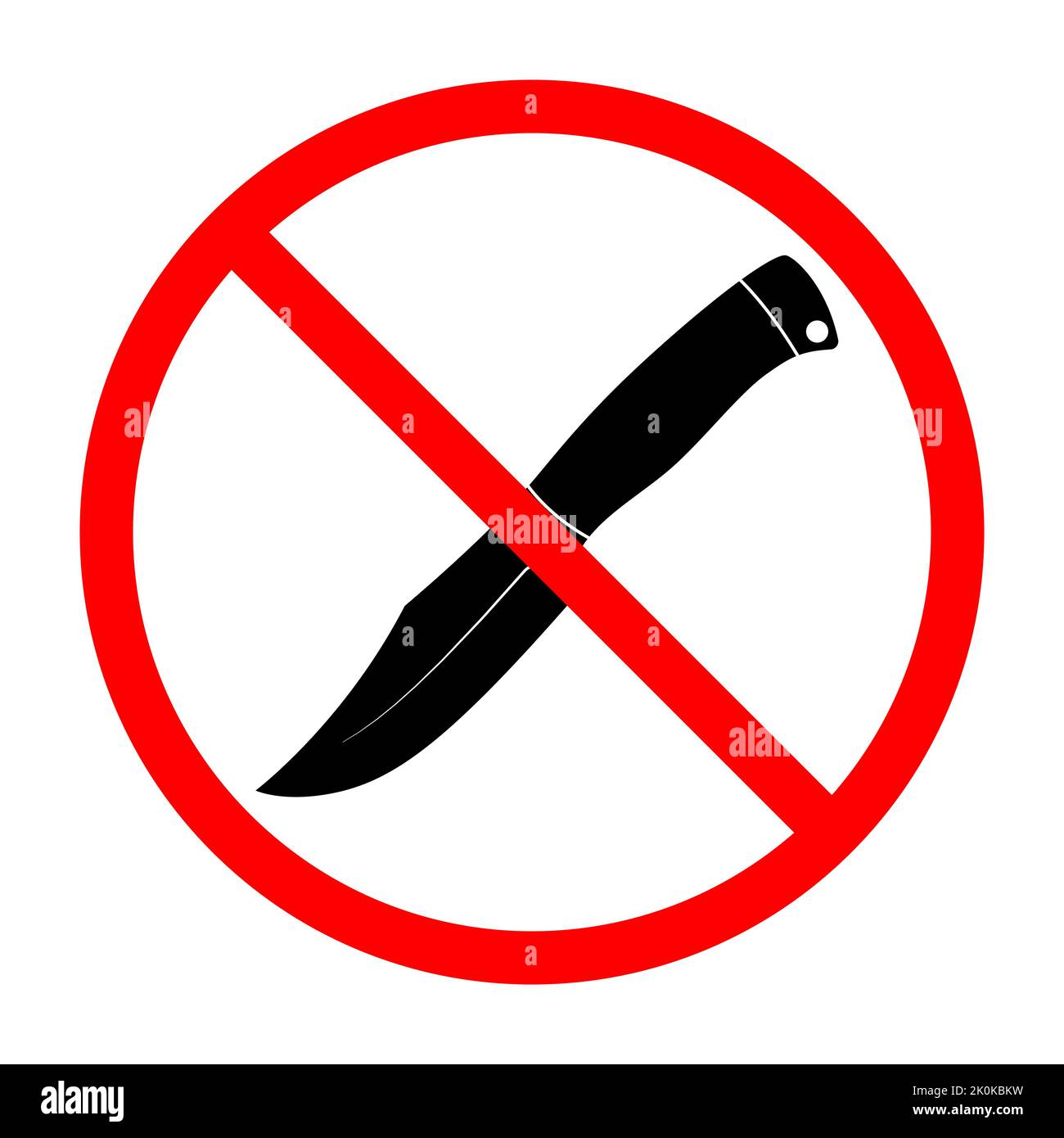 Knife ban sign. Knife forbidden. Dangerous weapon. Red prohibition sign