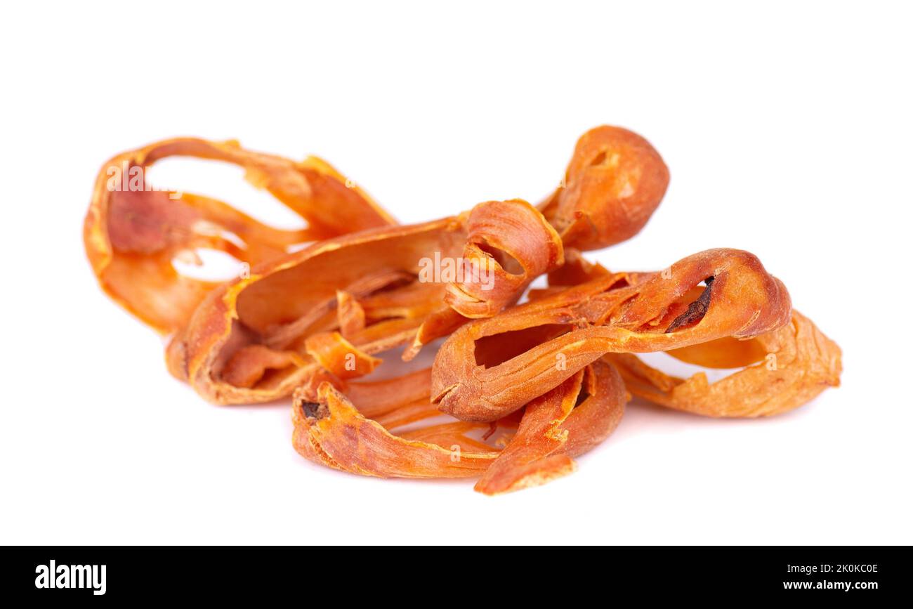 Mace, nutmeg flower, myristica fragrans, isolated on white background