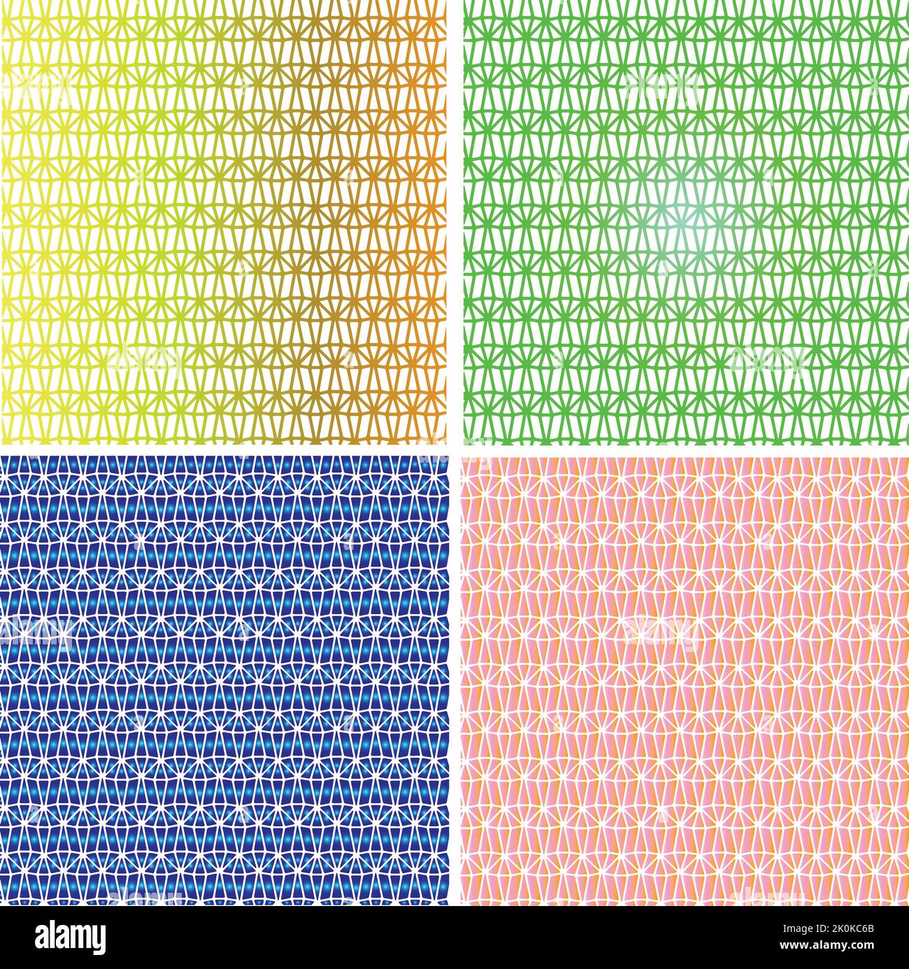 Geometrical Seamless Repeat Pattern Set With Gradient Color for cloth texture Stock Vector
