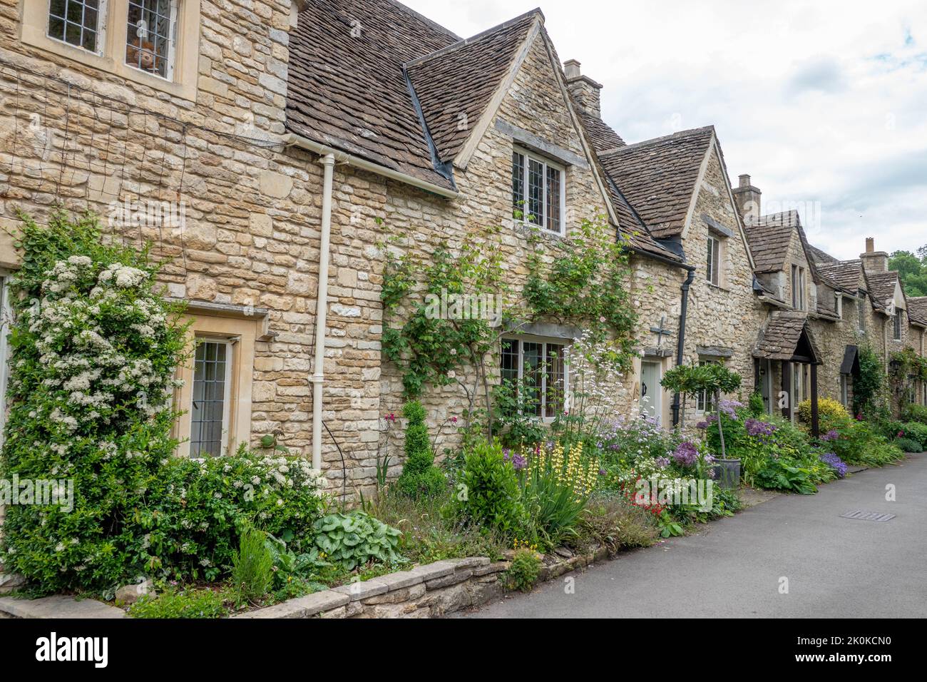 honey coloured Cotswold stone houses in Castle Combe Wiltshire England