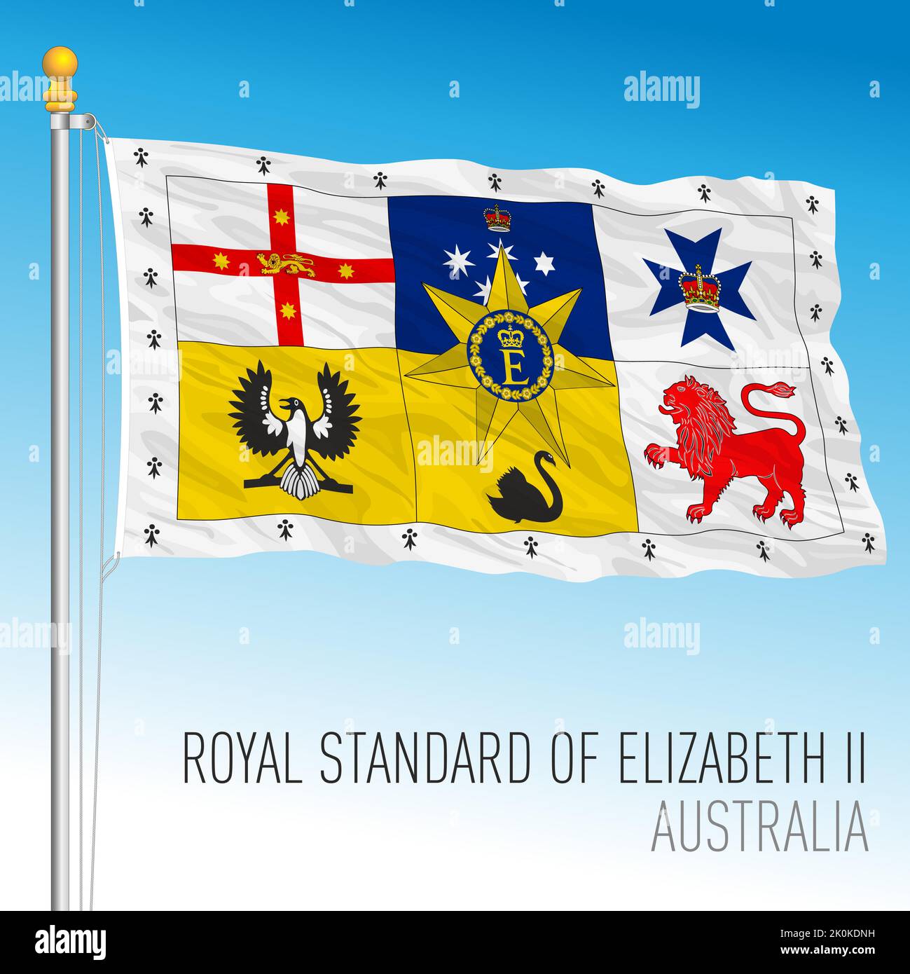 Australian Royal Standard of the Queen Elizabeth II, Australia, vector illustration Stock Vector