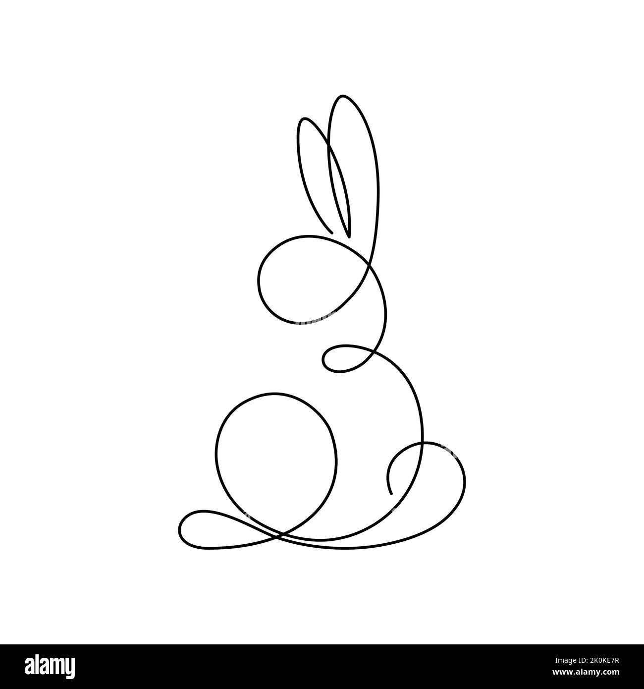 Continuous one line drawing of a rabbit on a white background. Symbol of the new year 2023 Stock Vector