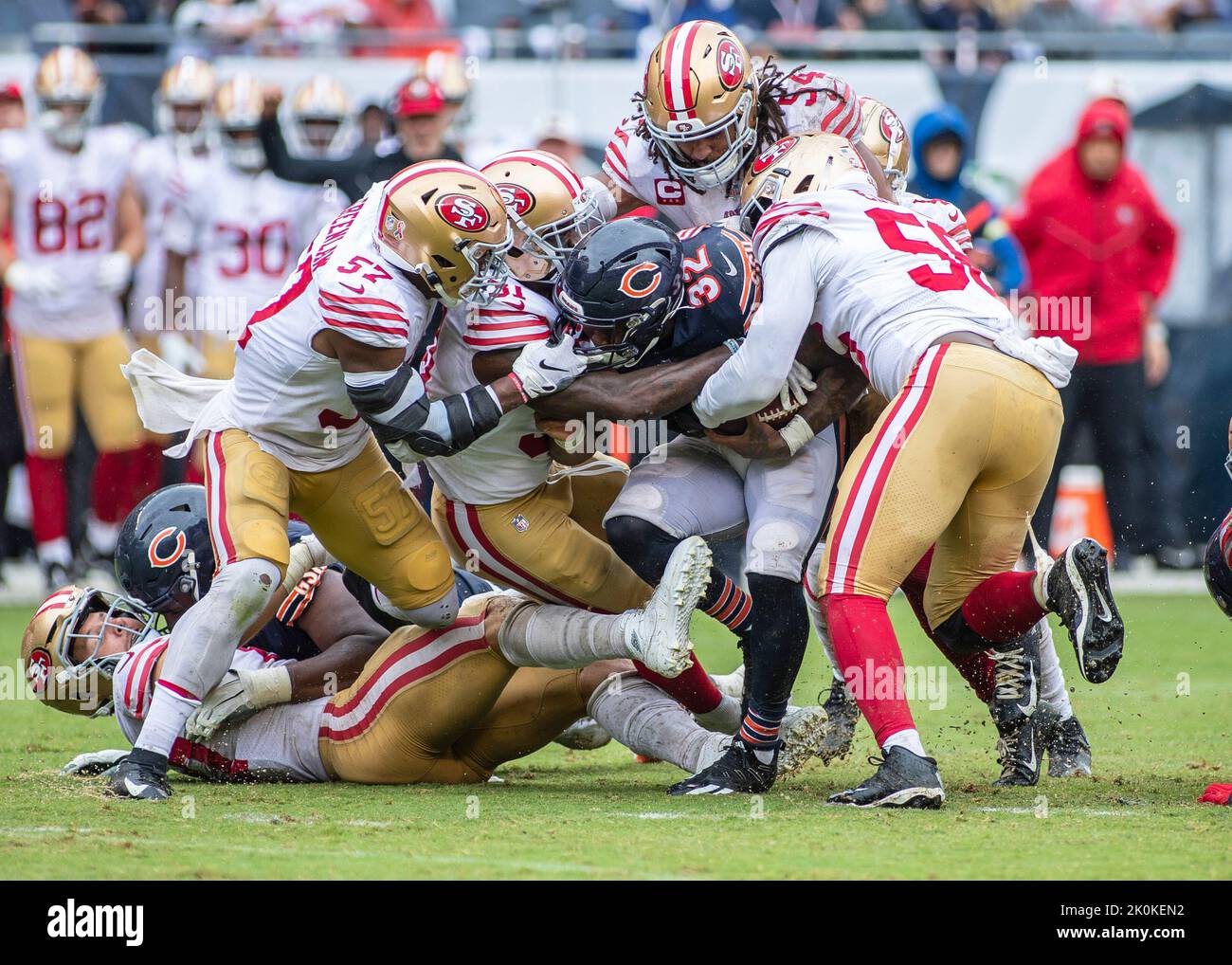 San Francisco 49ers Dre Greenlaw (57) on the sideline during an NFL  football game against the Kansas City Chiefs, Saturday, Aug. 14, 2021, in  Santa Clara, Calif. (AP Photo/Scot Tucker Stock Photo - Alamy