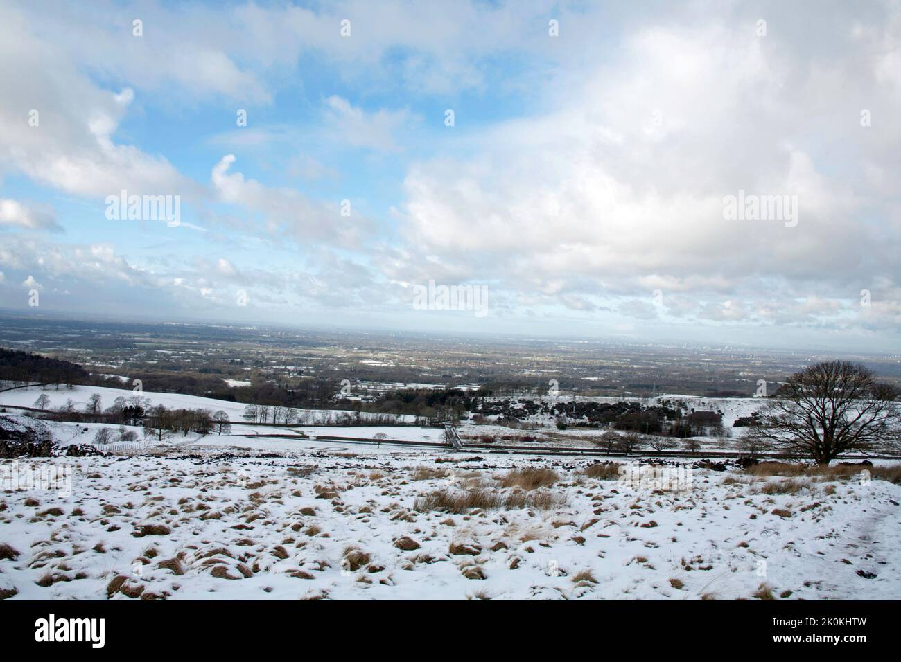Near Bowstonegate above Lyme Park on a winter day Cheshire England Stock Photo