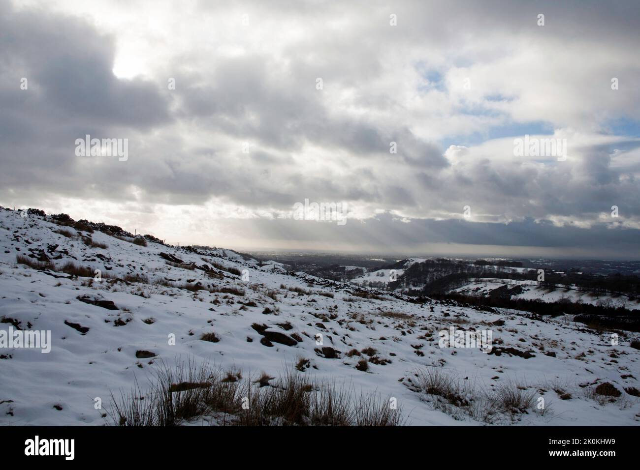 Near Bowstonegate above Lyme Park on a winter day Cheshire England Stock Photo