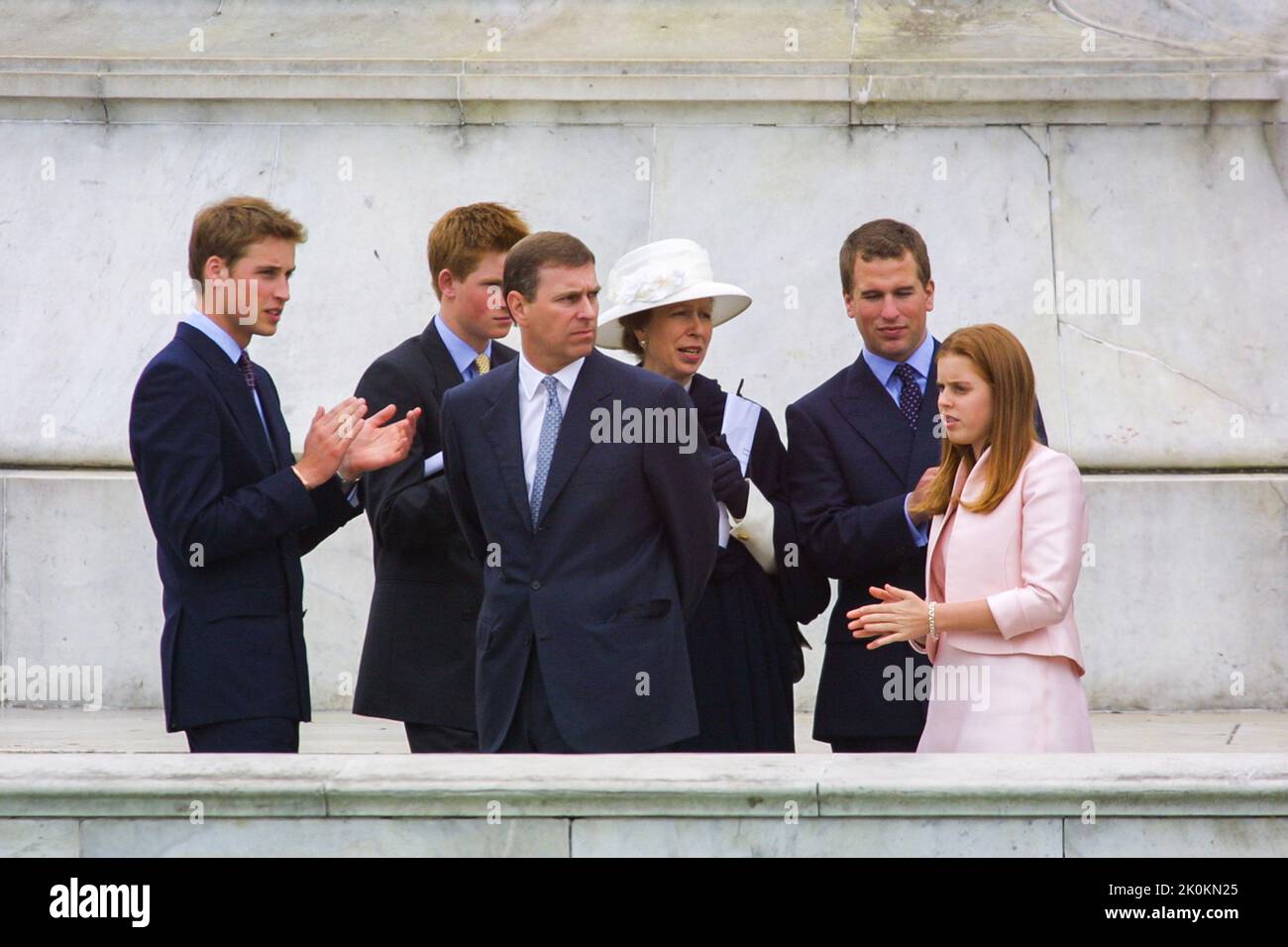 4th June 2002 - Members of British Royal Family attending Golden Jubilee of Queen Elizabeth II at Buckingham Palace in London Stock Photo