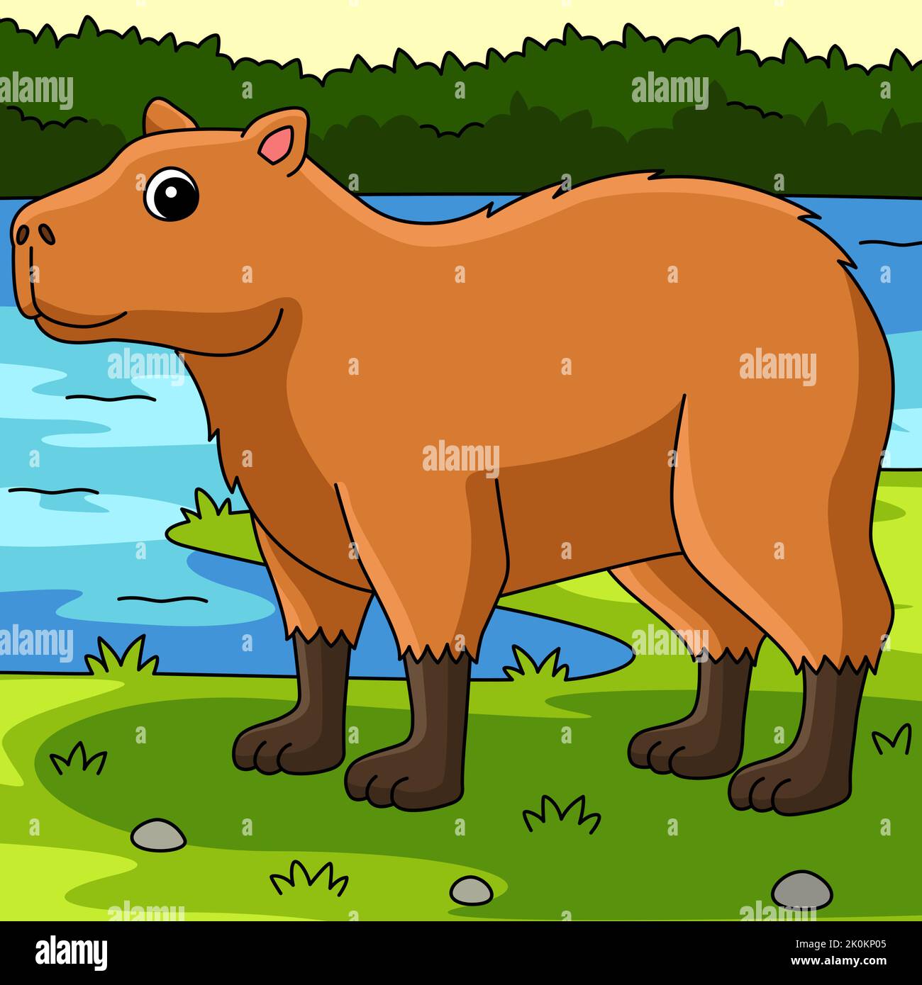 Capybara Animal Colored Cartoon Illustration Stock Vector
