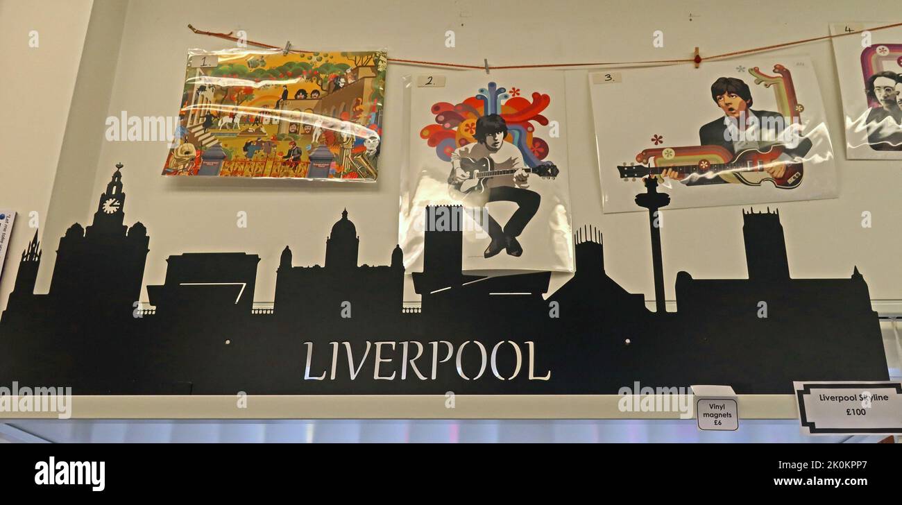 Liverpool skyline for sale - Penny Lane trust shop Stock Photo