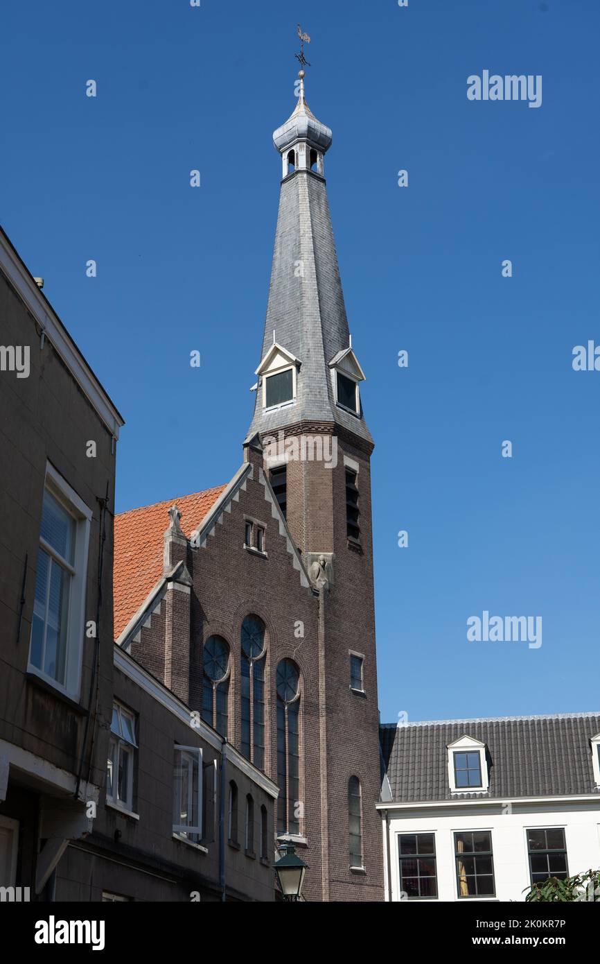 Church tower of the Stichting christen gemeente in Gorinchem, the Netherlands Stock Photo