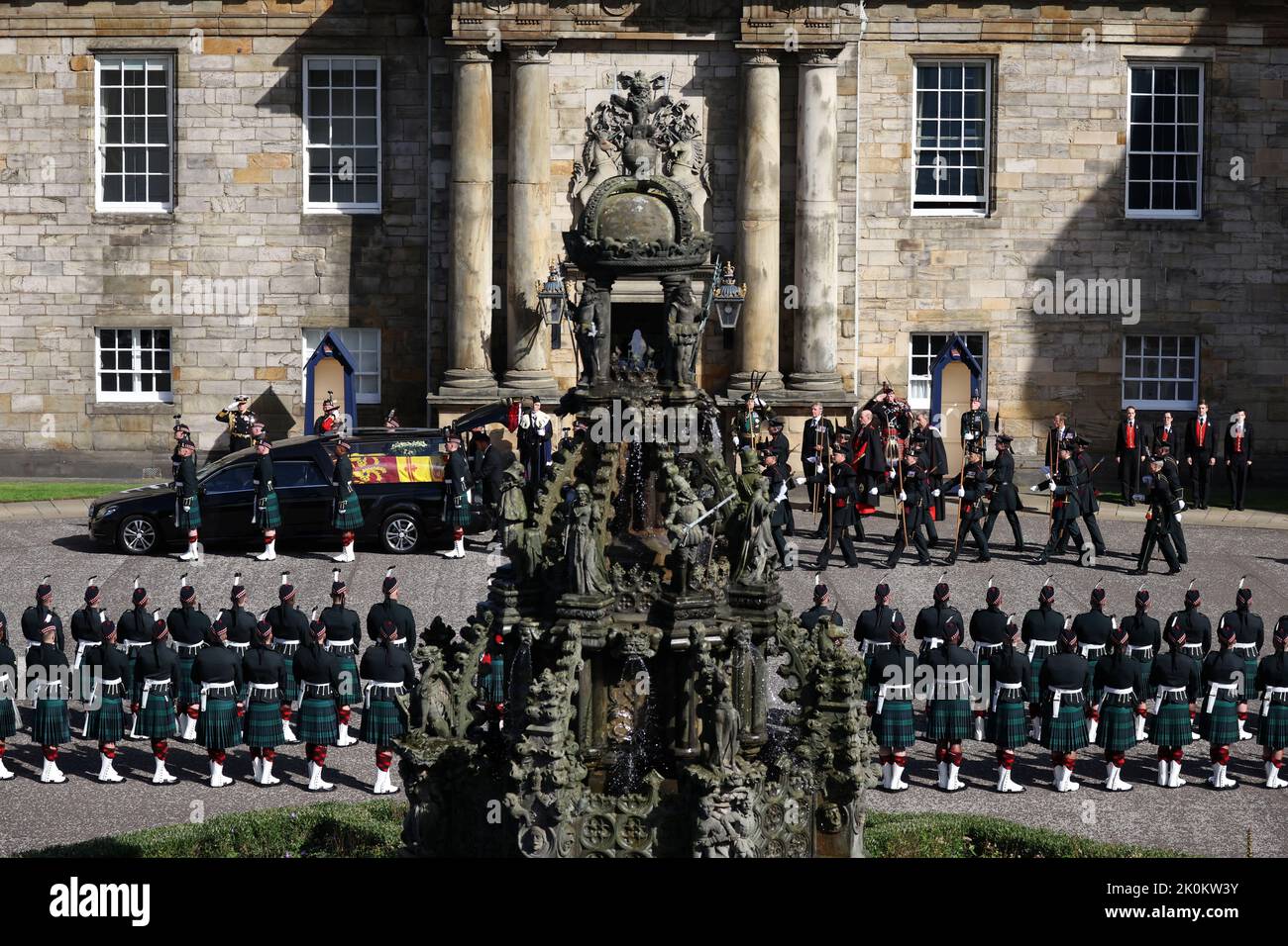The hearse carrying the coffin of Queen Elizabeth II's ahead of the