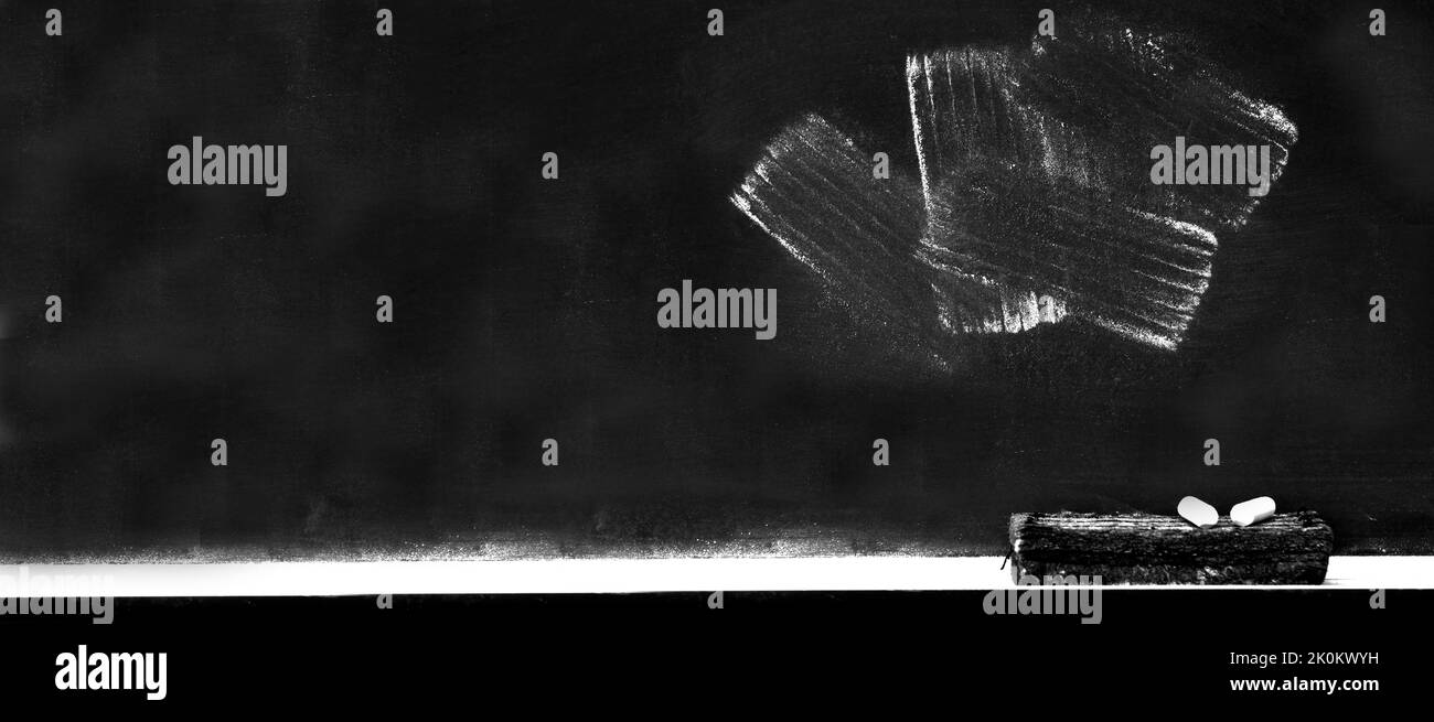 Chalkboard with chalk eraser marks in white chalk Stock Photo Alamy