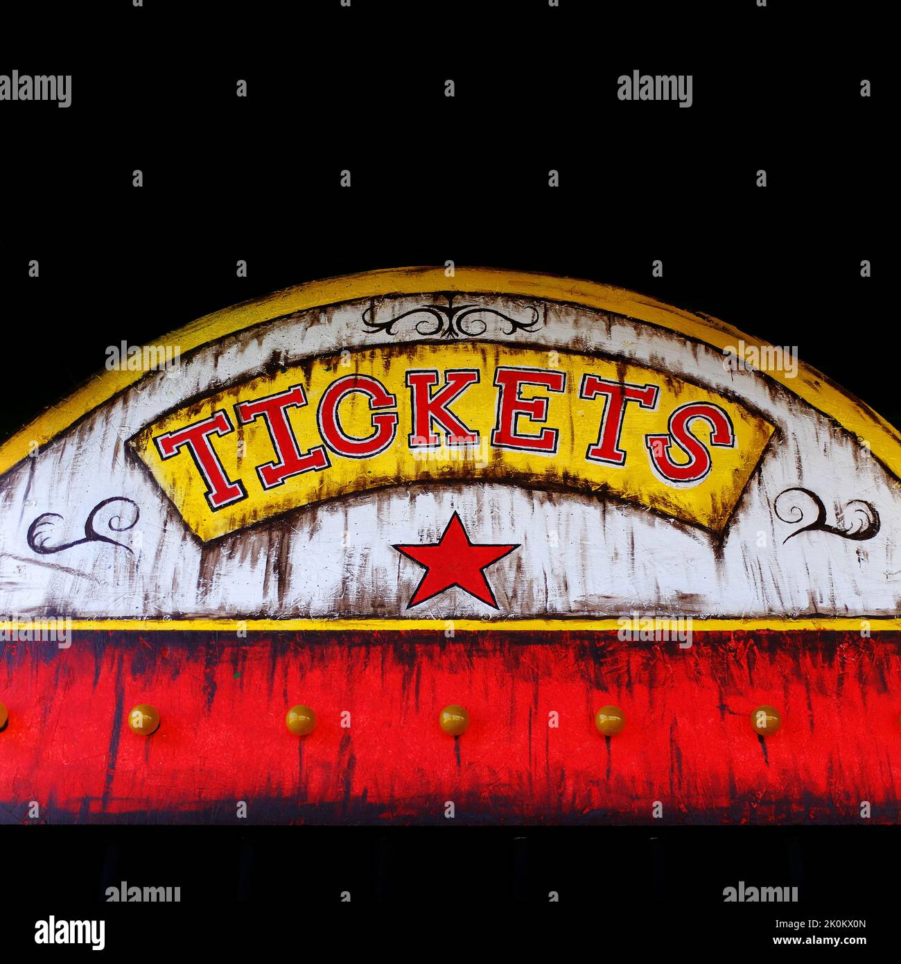 Old ticket booth at a carnival or circus selling ticket for rides and