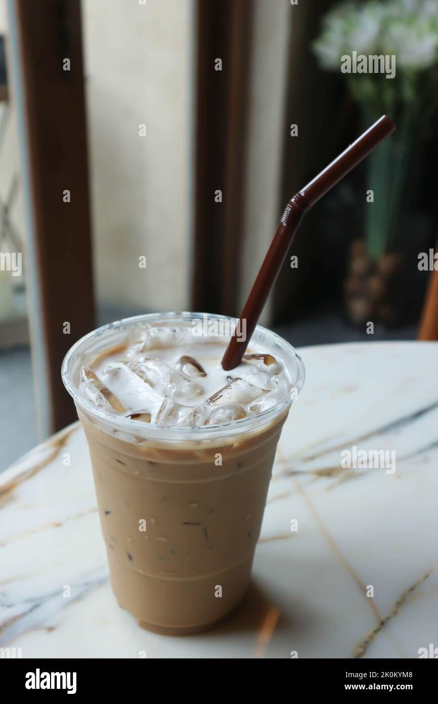 iced coffee , iced latte coffee or iced cappuccino coffee in plastic ...