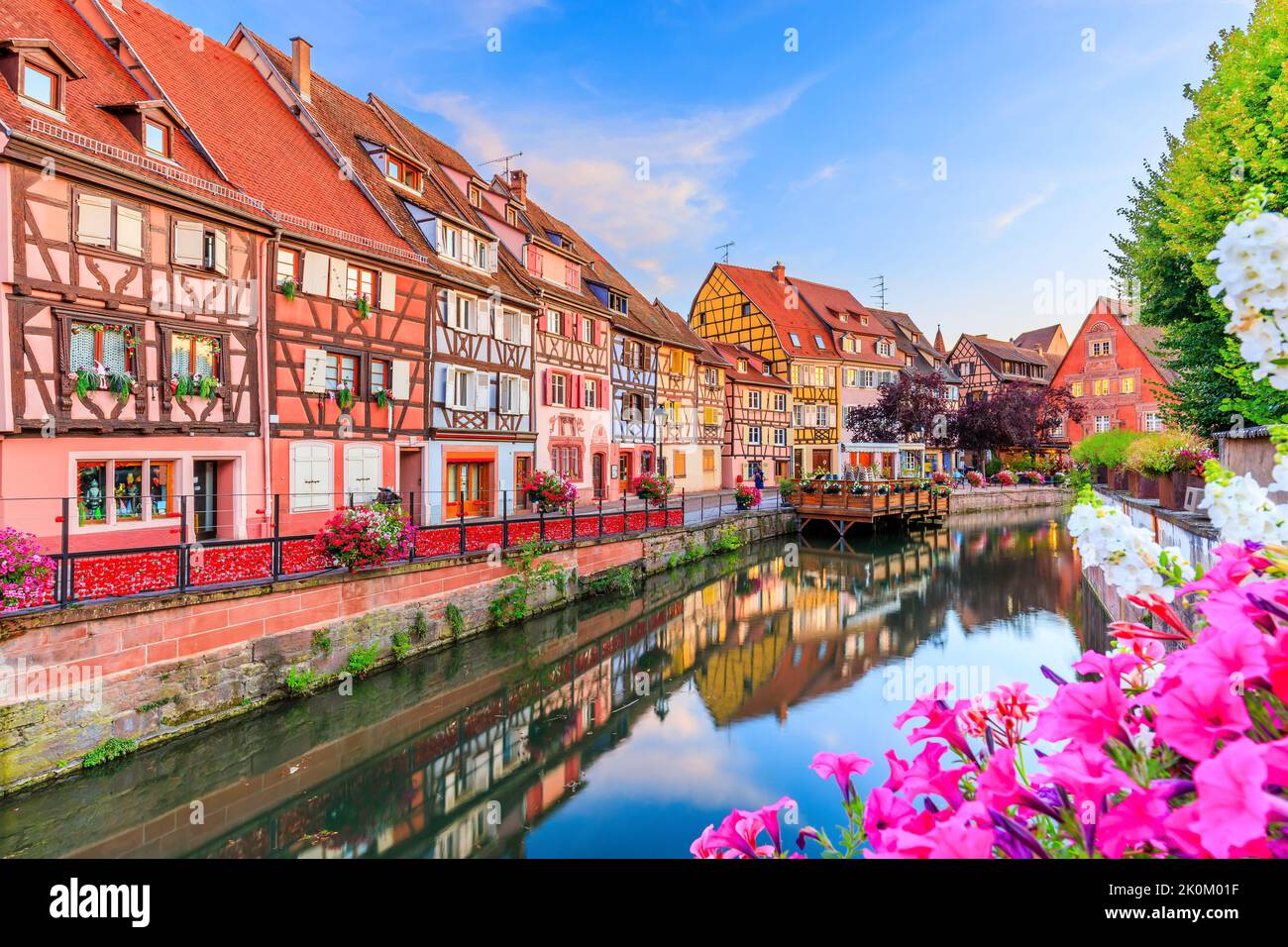 Colmar, Alsace, France. Petite Venice, water canal and traditional half timbered houses. Stock Photo