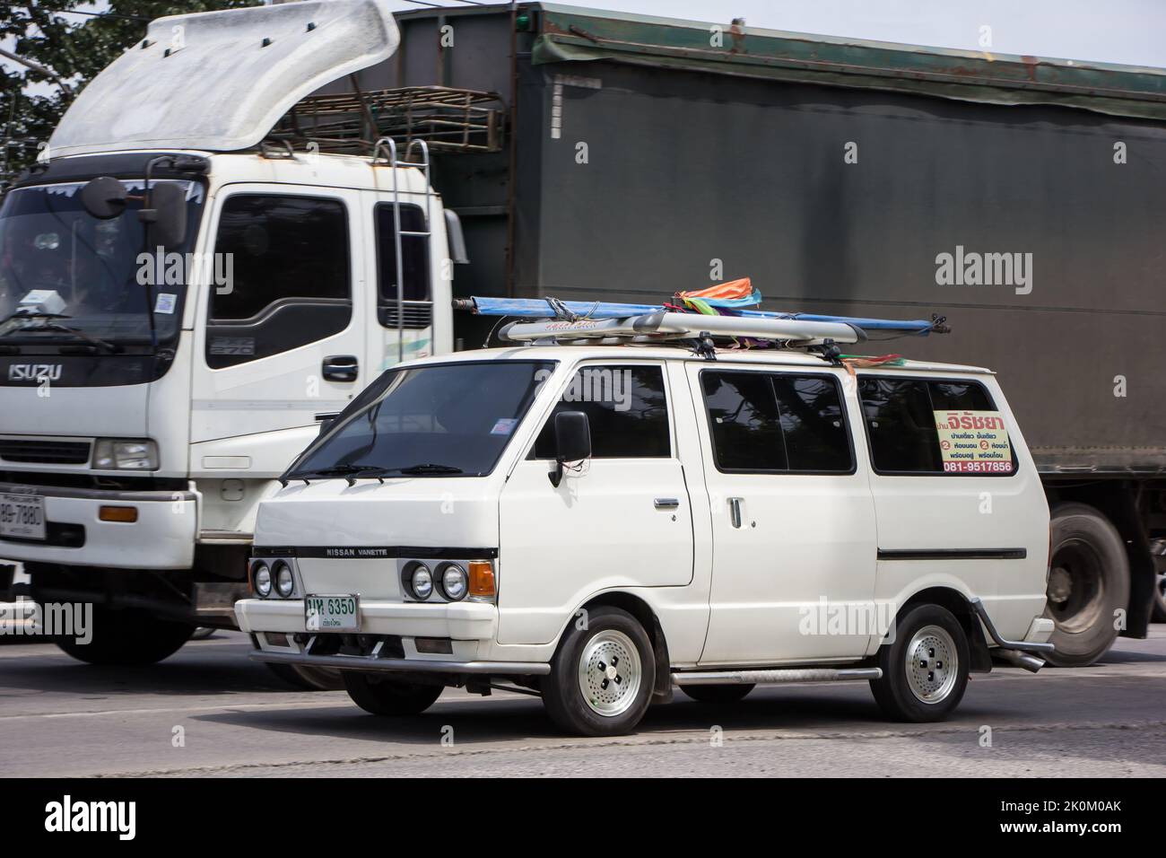 Chiangmai, Thailand -  June  13 2022: Private old Nissan VANETTE Van Car .Photo at road no.121 about 8 km from downtown Chiangmai thailand. Stock Photo
