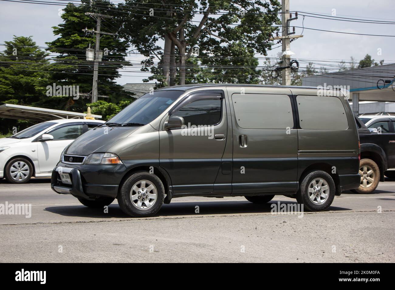 Chiangmai, Thailand -  June  13 2022: Private Old Toyota Granvia Van Car. Photo at road no.121 about 8 km from downtown Chiangmai, thailand. Stock Photo