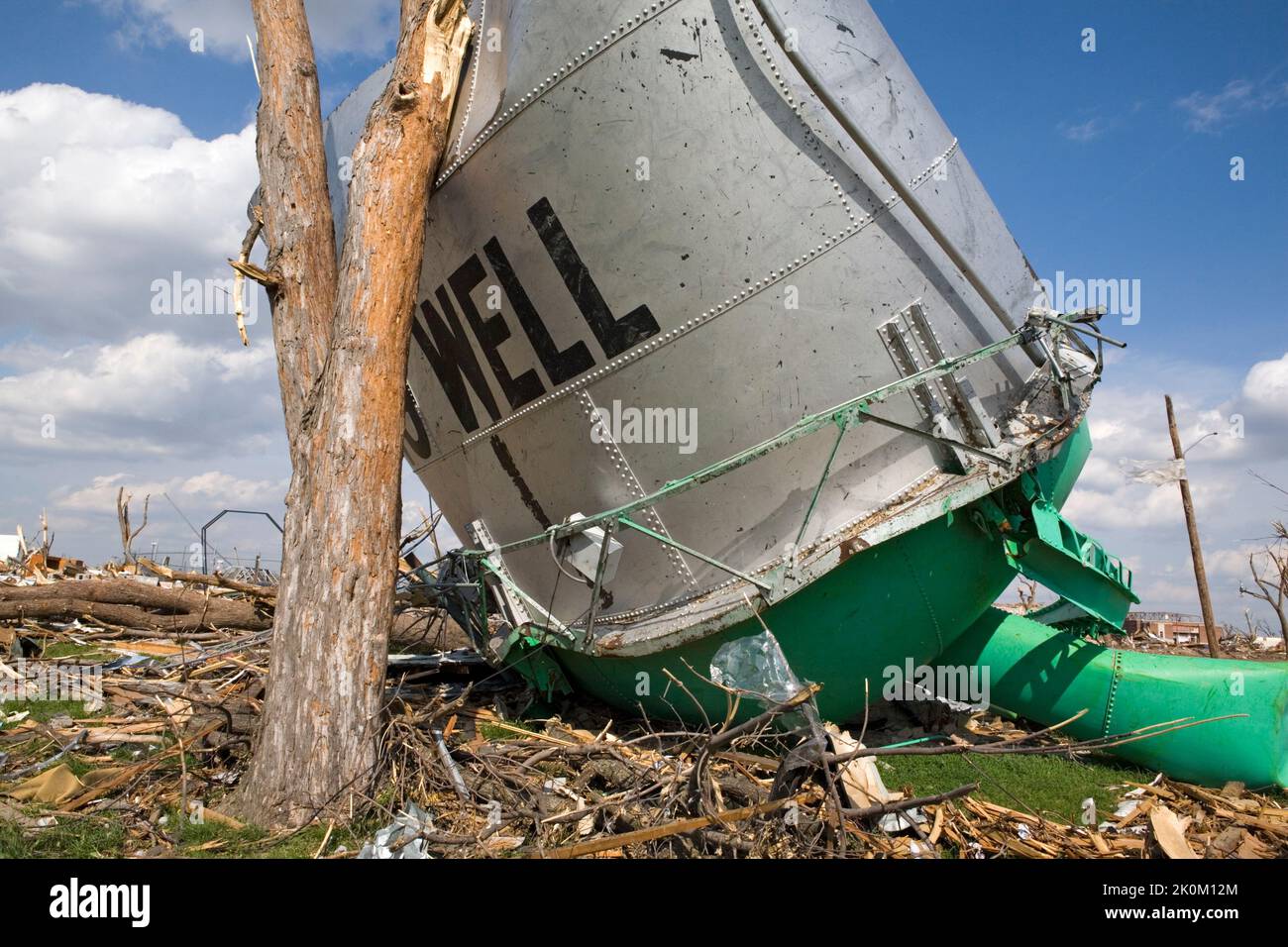 The city well after a tornado in Greensburg, Kansas, USA, after the massive killer tornado of May 4th 2007 Stock Photo