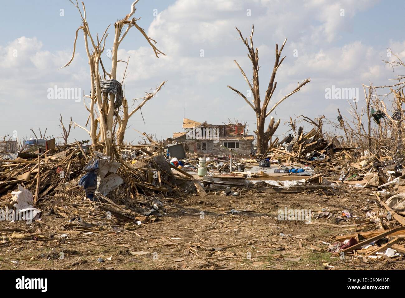 Tornado damage in Greensburg, Kansas, USA, after the massive killer