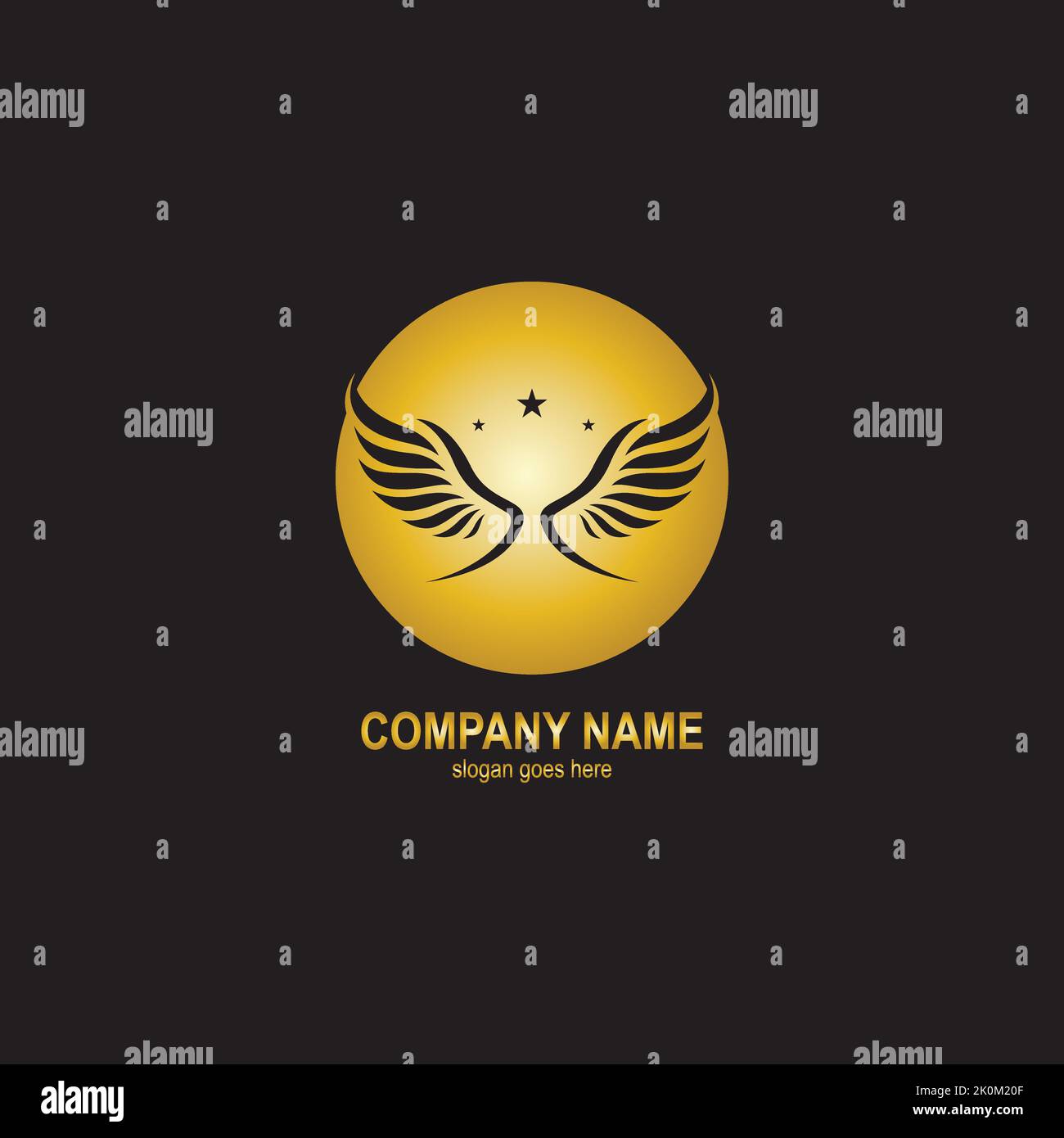wings gold logo vector illustration template Stock Vector