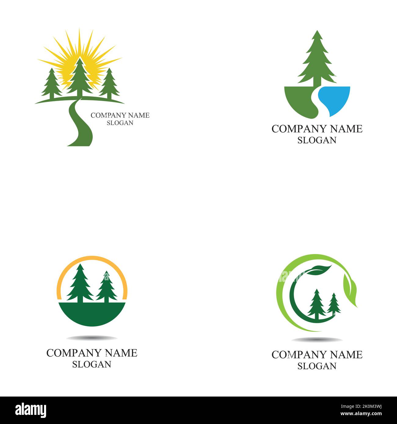 set of Cedar tree logo template vector icon design Stock Vector