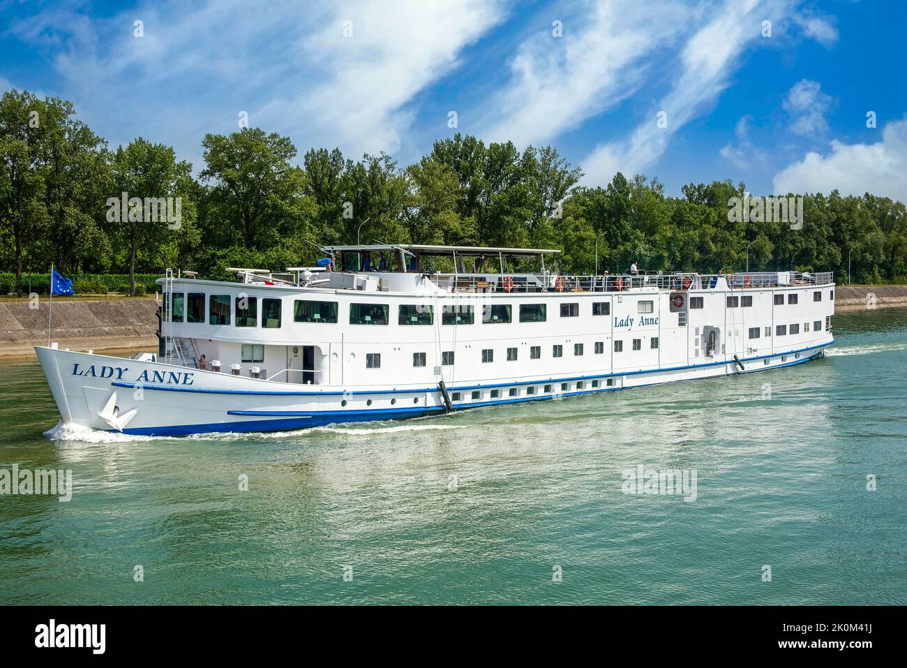 Rhine River - July 16, 2017: Passengers aboard the Lady Anne River Vessel, a unique heritage vessel that has been chartered by U.K.-based Arena River Stock Photo