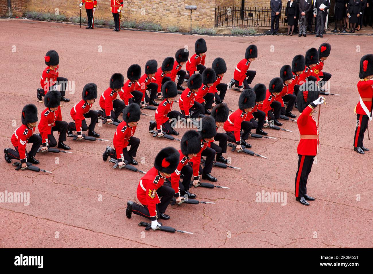Members of the Coldstream guards take part in the Proclamation ceremony in Friary Court before the accession council, as King Charles III is proclaime Stock Photo