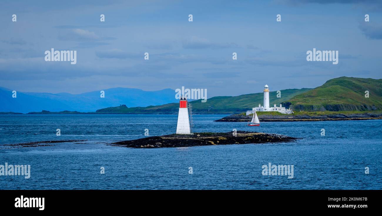 Lighthouse on Maiden Island in Oban Bay, Scotland Stock Photo