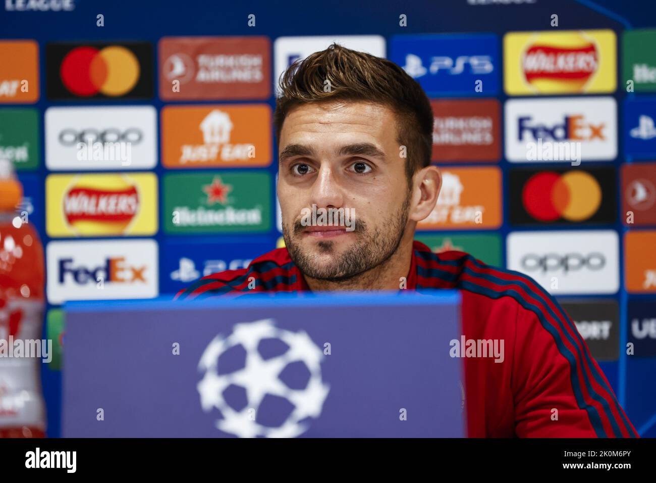 LIVERPOOL - UK, 12/09/2022, Dusan Tadic of Ajax during the press conference ahead of the Champions League match against Liverpool FC at Anfield on September 12, 2022 in Liverpool, United Kingdom. ANP MAURICE VAN STEEN Stock Photo