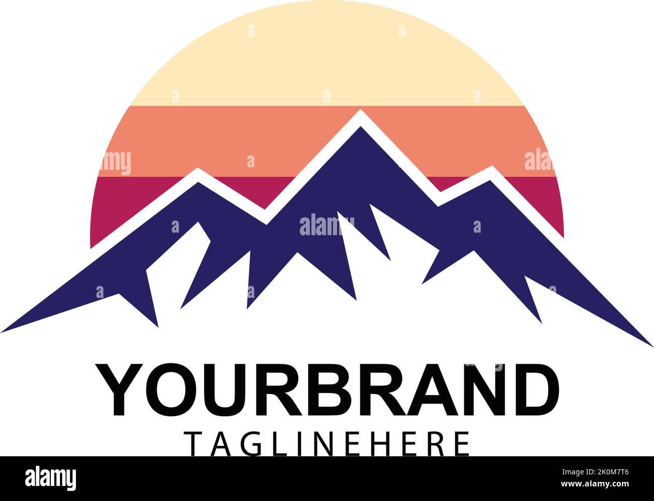 Mountain sun logo design concept template vector Stock Vector