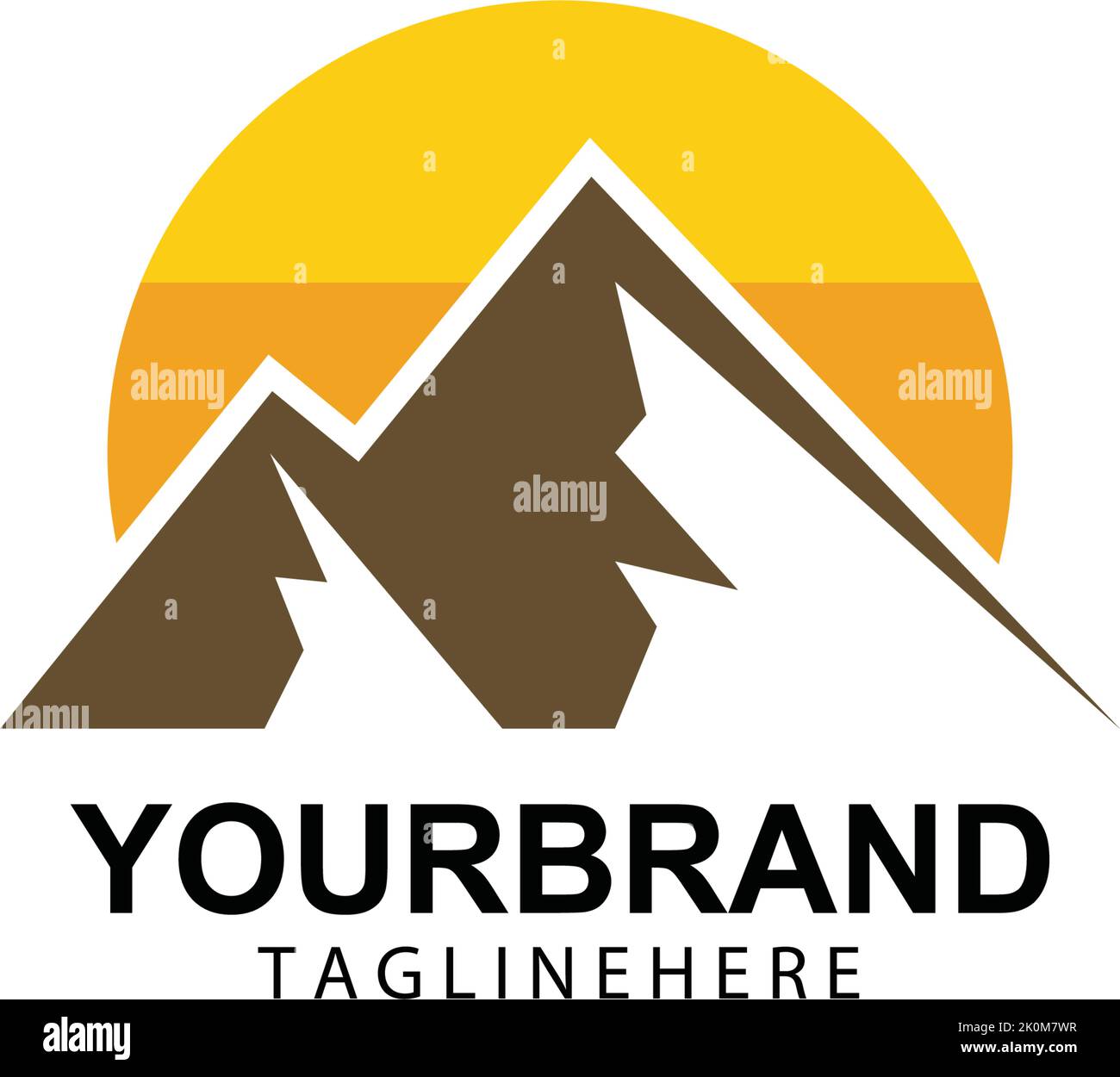 Mountain sun logo design concept template vector Stock Vector