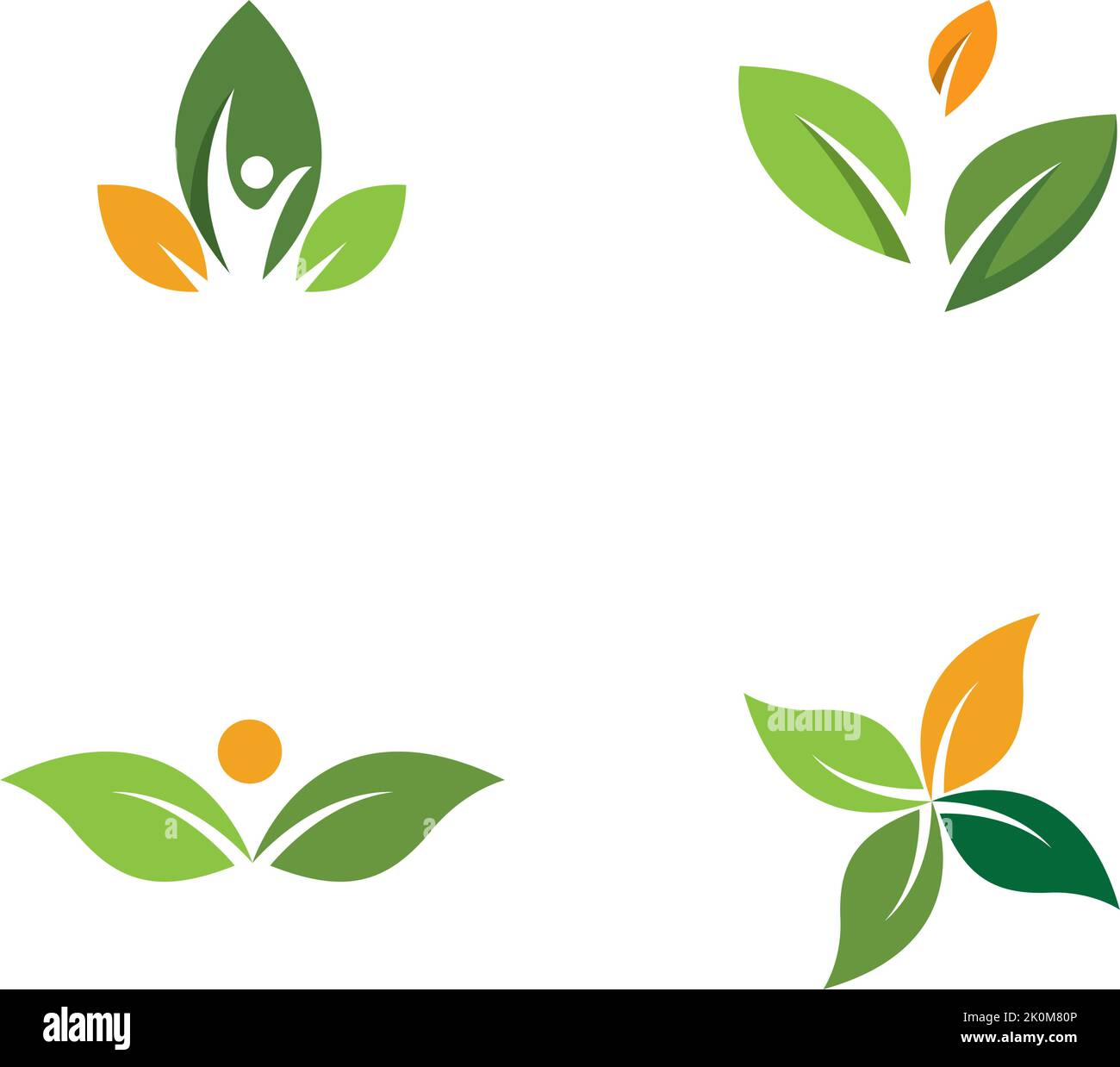 three leaf logo design. green leaf eco logo template - vector Stock Vector