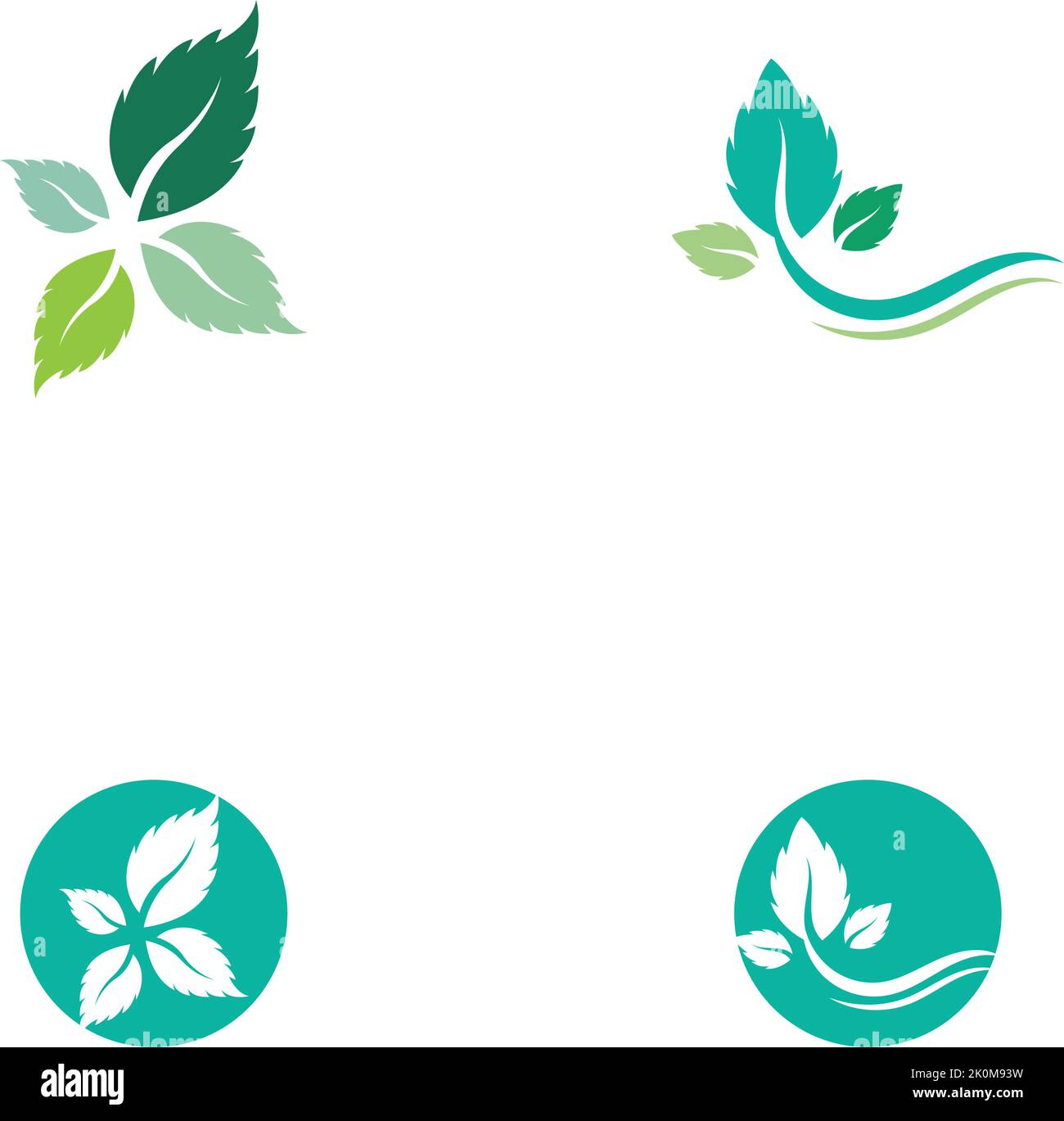 Mint leaves flat vector color icon template Stock Vector