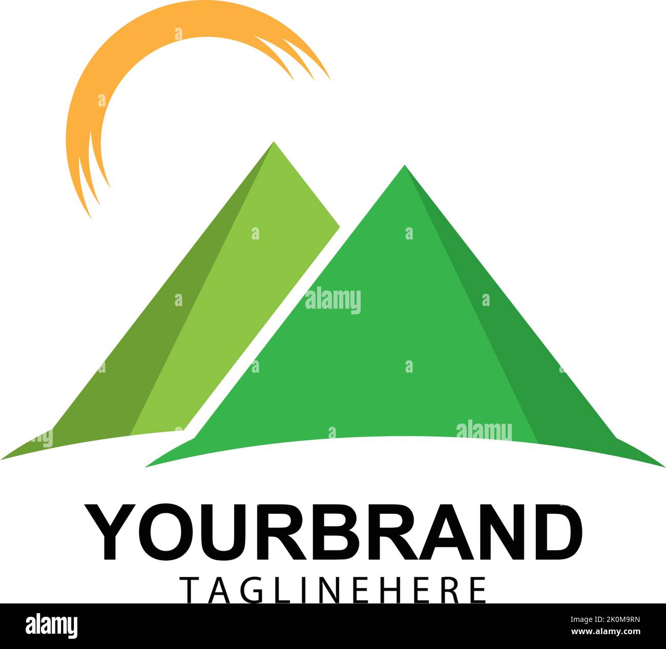 Mountain sun logo design concept template vector Stock Vector