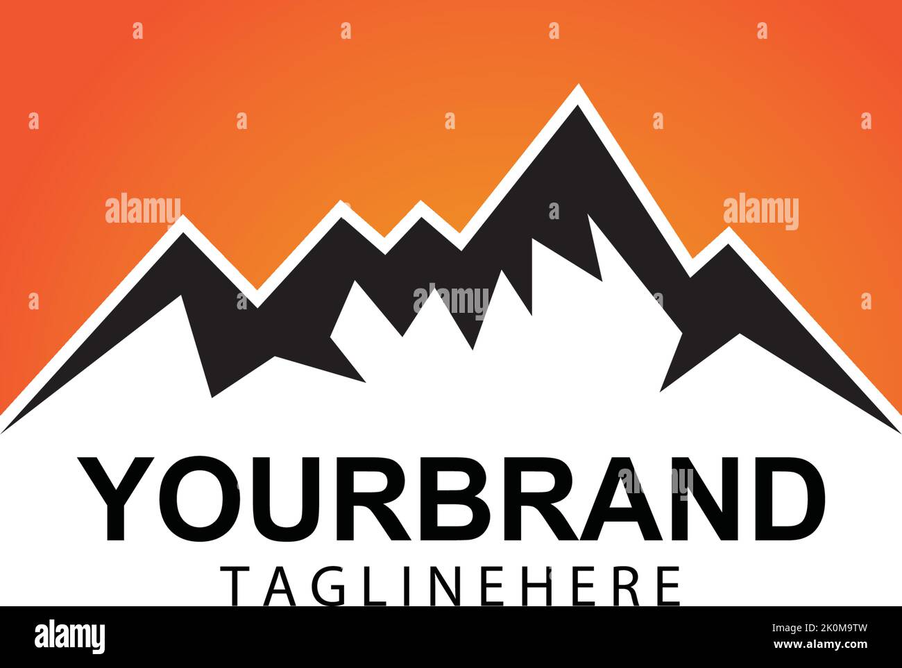 Mountain sun logo design concept template vector Stock Vector